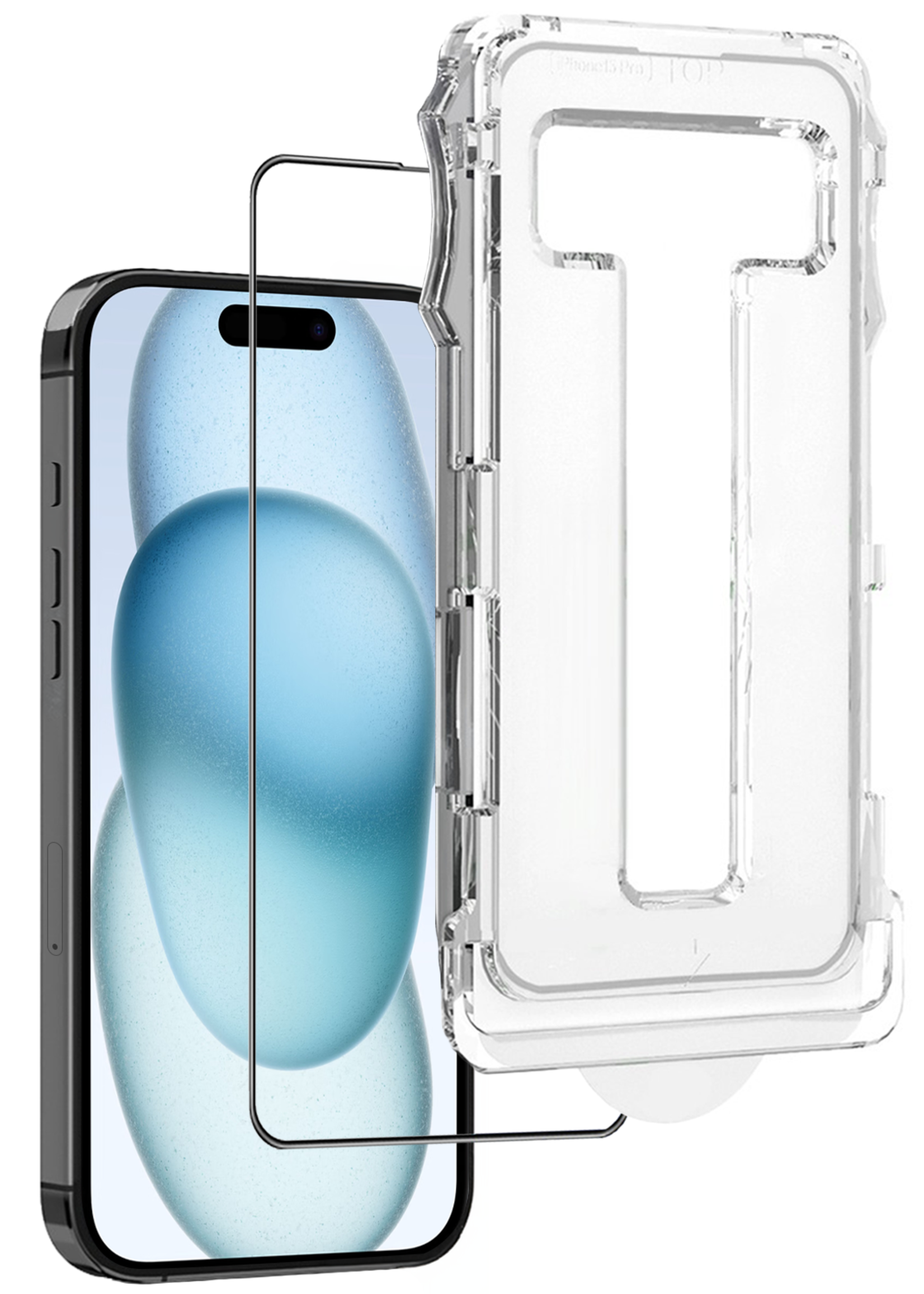 BTH Screenprotector Geschikt voor iPhone 15 Plus Screenprotector Met Uitlijningstool Flexibel Glas Full Cover - Screenprotector Geschikt voor iPhone 15 Plus Screen Protector Met Installatie Kit