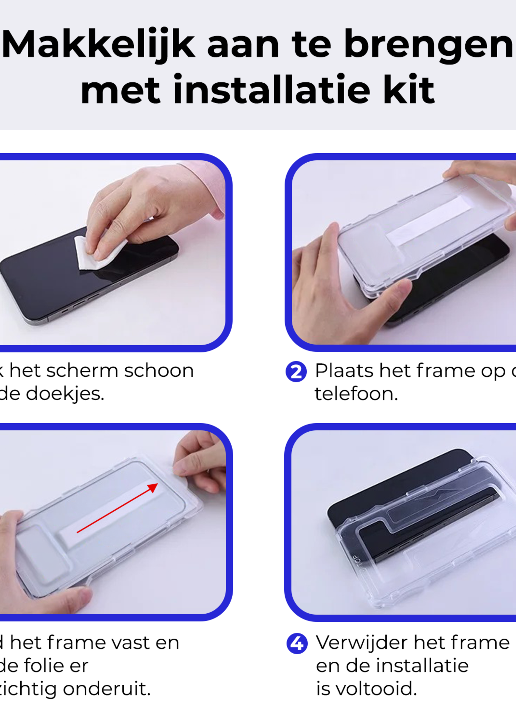 BTH Screenprotector Geschikt voor iPhone 15 Plus Screenprotector Met Uitlijningstool Flexibel Glas Full Cover - Screenprotector Geschikt voor iPhone 15 Plus Screen Protector Met Installatie Kit - 2 PACK