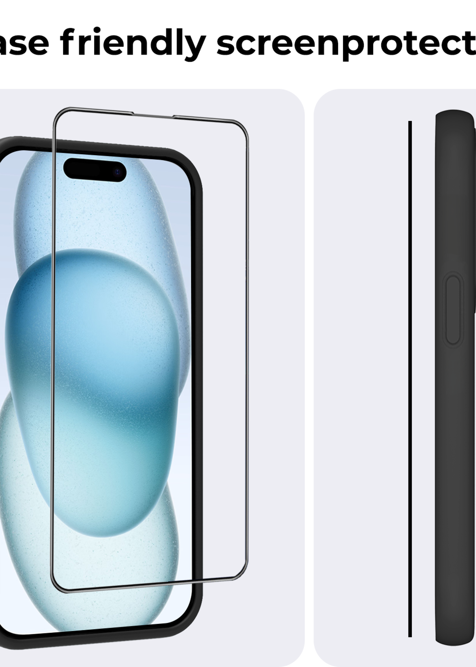 BTH Screenprotector Geschikt voor iPhone 15 Plus Screenprotector Met Uitlijningstool Flexibel Glas Full Cover - Screenprotector Geschikt voor iPhone 15 Plus Screen Protector Met Installatie Kit - 2 PACK