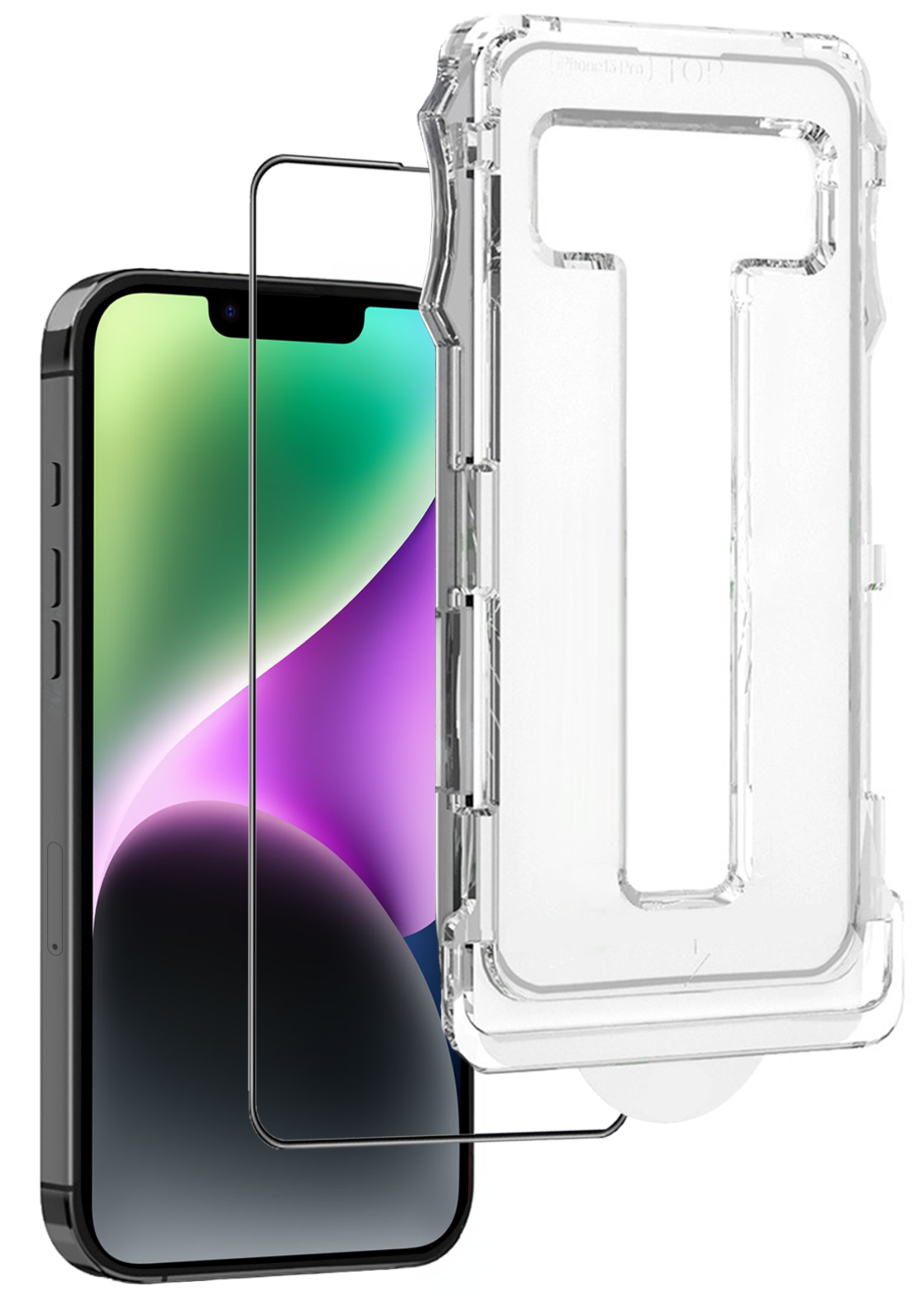 BTH Screenprotector Geschikt voor iPhone 14 Pro Max Screenprotector Met Uitlijningstool Flexibel Glas Full Cover - Screenprotector Geschikt voor iPhone 14 Pro Max Screen Protector Met Installatie Kit