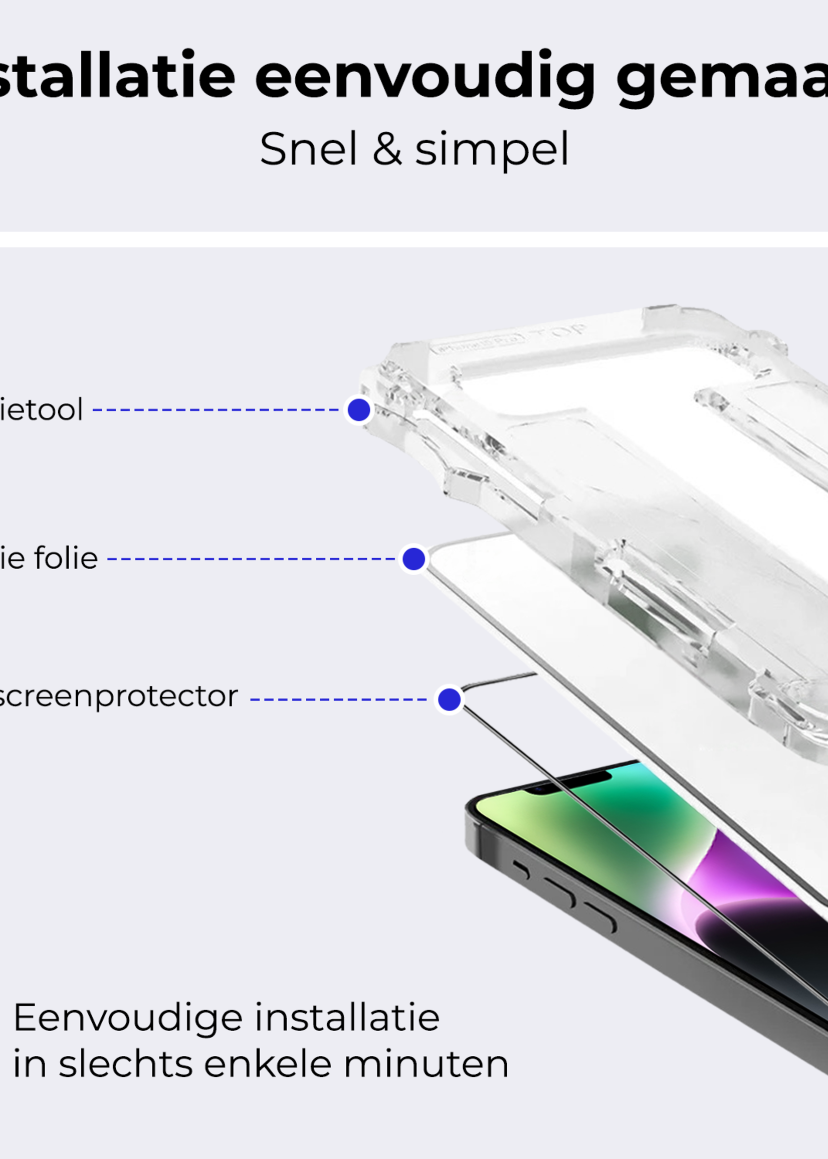 BTH Screenprotector Geschikt voor iPhone 14 Pro Max Screenprotector Met Uitlijningstool Flexibel Glas Full Cover - Screenprotector Geschikt voor iPhone 14 Pro Max Screen Protector Met Installatie Kit
