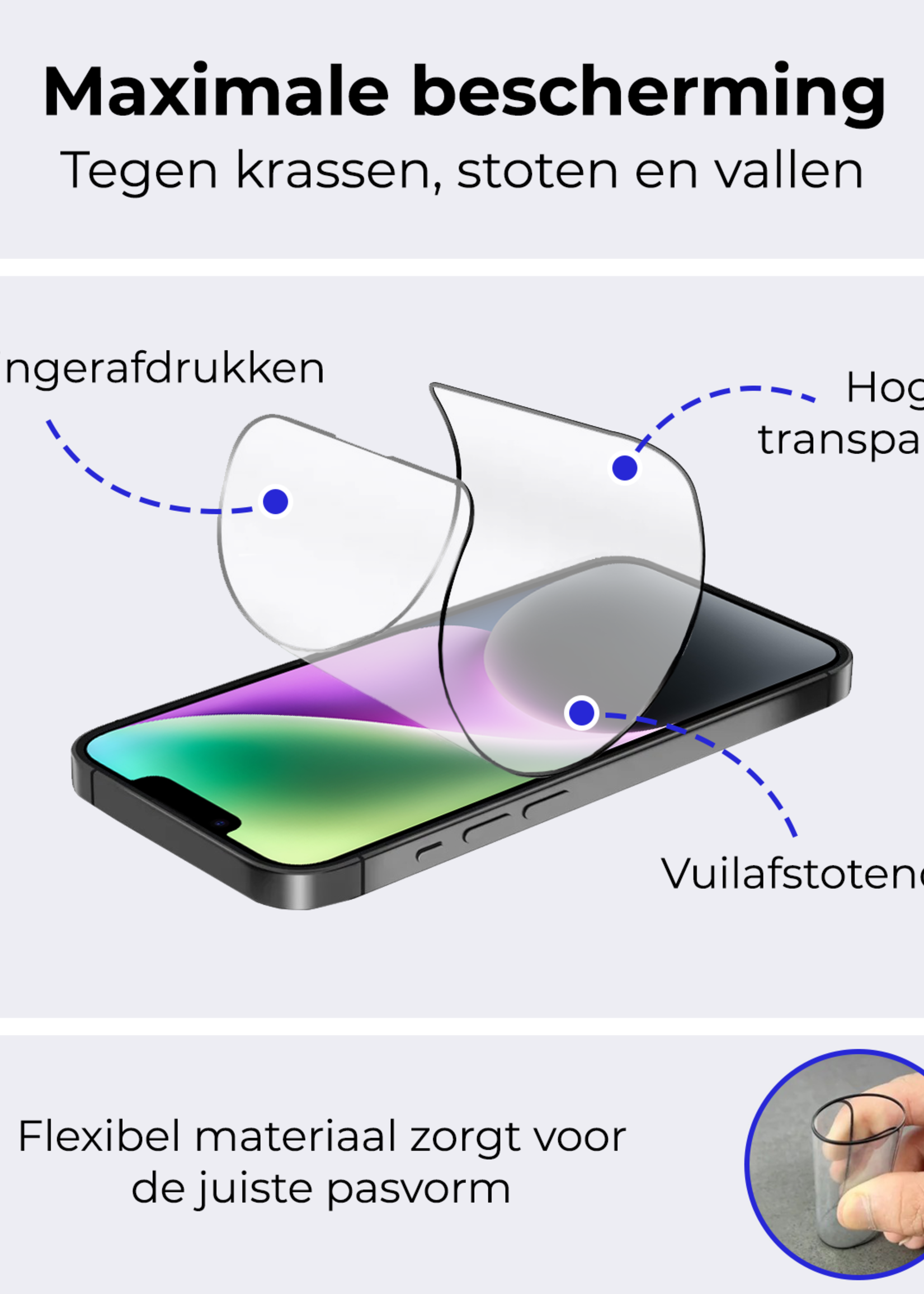BTH Screenprotector Geschikt voor iPhone 14 Pro Max Screenprotector Met Uitlijningstool Flexibel Glas Full Cover - Screenprotector Geschikt voor iPhone 14 Pro Max Screen Protector Met Installatie Kit