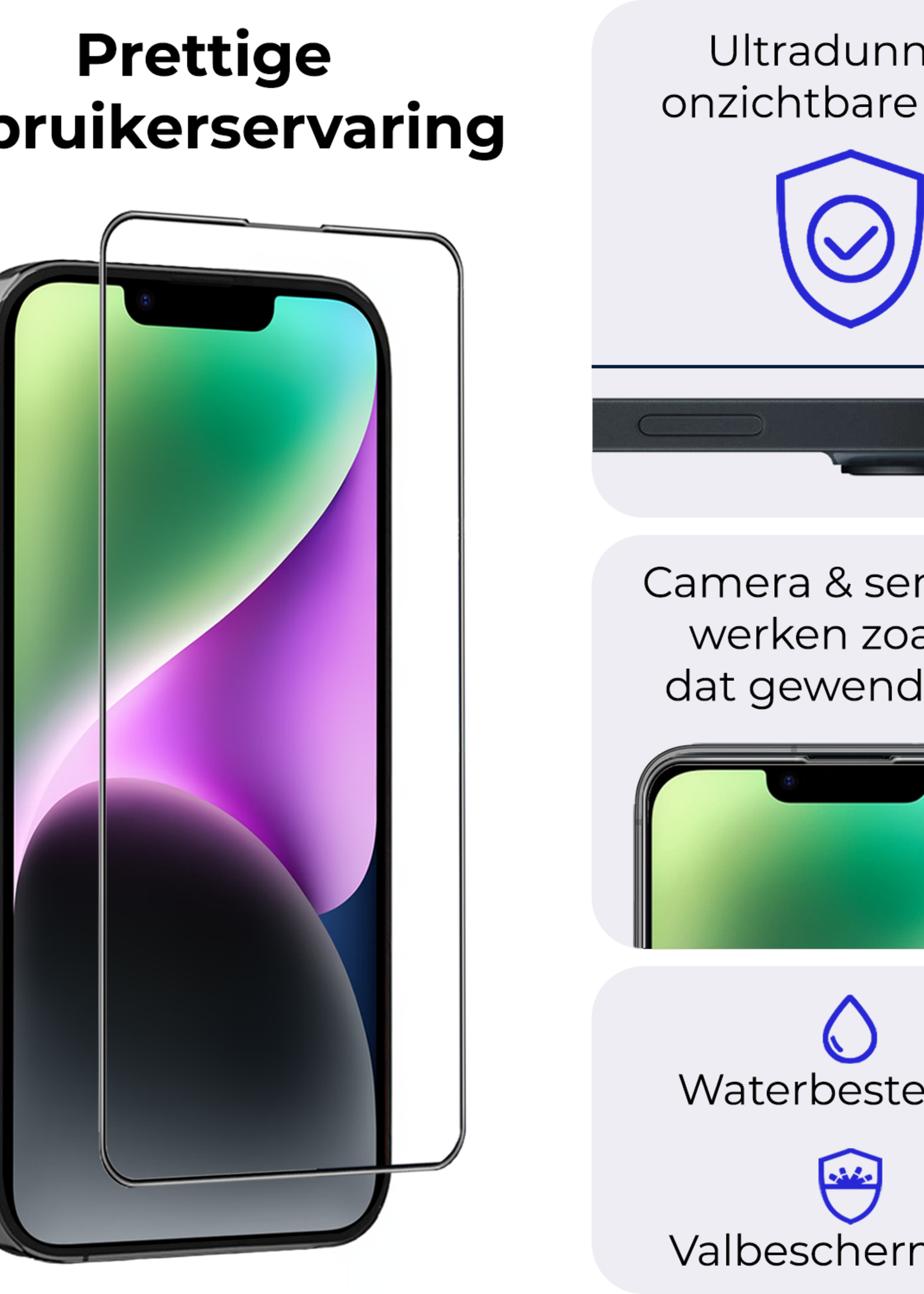 BTH Screenprotector Geschikt voor iPhone 14 Screenprotector Met Uitlijningstool Flexibel Glas Full Cover - Screenprotector Geschikt voor iPhone 14 Screen Protector Met Installatie Kit - 3 PACK