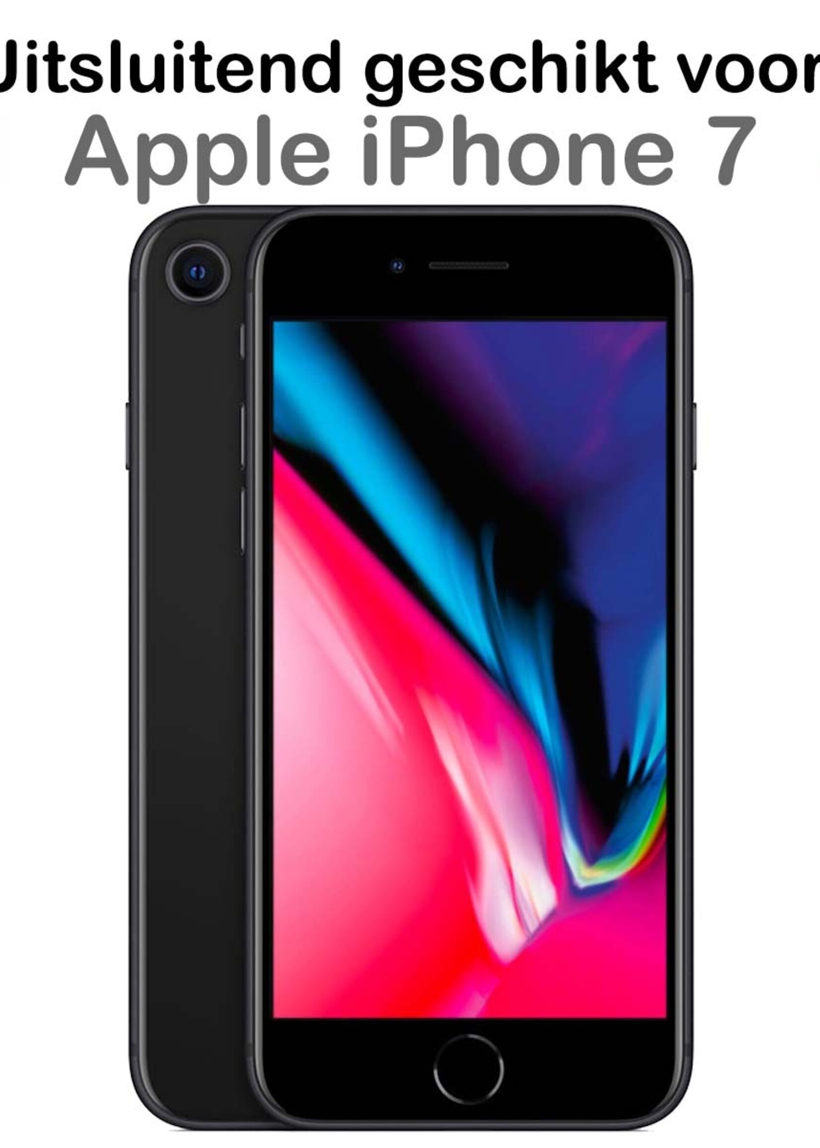 BTH Hoesje Geschikt voor iPhone 7 Hoesje Met Telefoonkoord en Pasjeshouder Siliconen - Hoes Geschikt voor iPhone 7 Hoesje Met Kaarthouder Shock Proof Case - Transparant - 2 PACK
