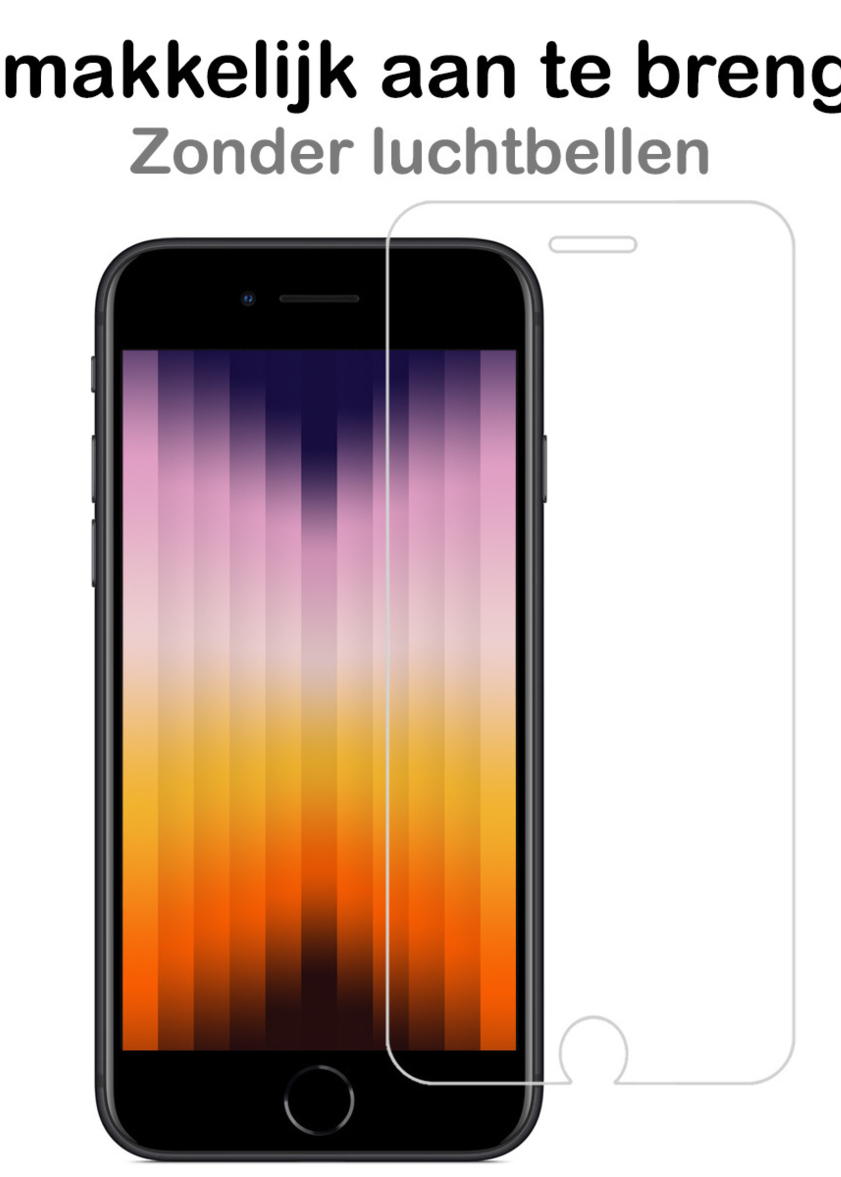 BTH Hoesje Geschikt voor iPhone 8 Hoesje Met Telefoonkoord en Pasjeshouder Met Screenprotector Siliconen - Hoes Geschikt voor iPhone 8 Hoesje Met Kaarthouder Shock Proof Case - Transparant