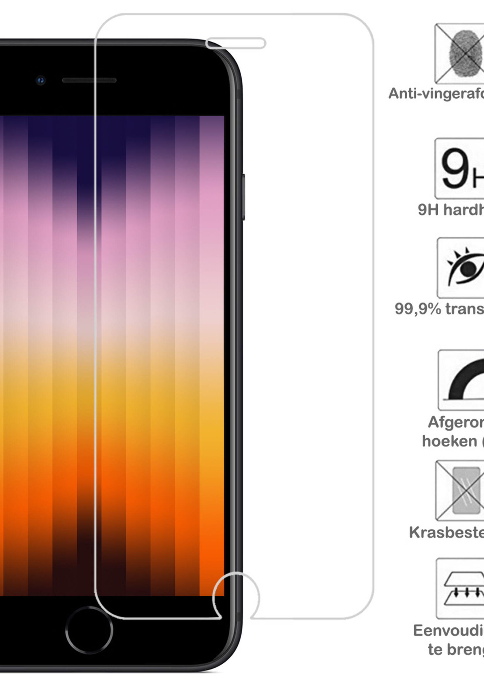 BTH Hoesje Geschikt voor iPhone 8 Hoesje Met Telefoonkoord en Pasjeshouder Met Screenprotector Siliconen - Hoes Geschikt voor iPhone 8 Hoesje Met Kaarthouder Shock Proof Case - Transparant