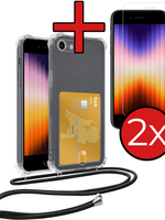 BTH BTH iPhone SE 2020 Hoesje Pashouder met Koord Met 2x Screenprotector