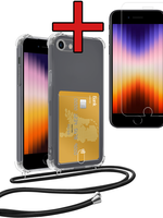 BTH BTH iPhone SE 2022 Hoesje Pashouder met Koord Met Screenprotector