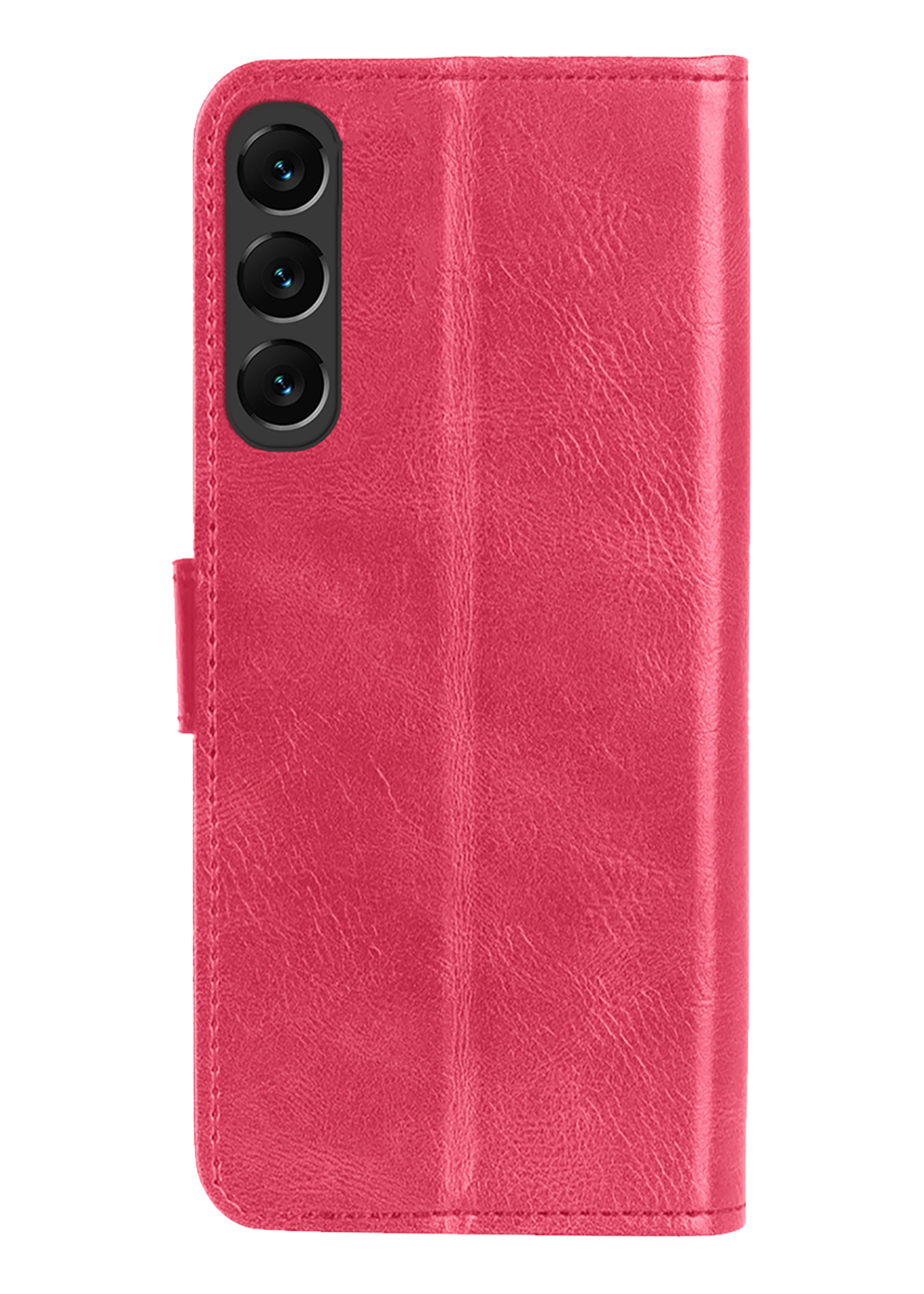 BTH Hoesje Geschikt voor Samsung S24 FE Hoesje Book Case Hoes Portemonnee Cover Walletcase - Hoes Geschikt voor Samsung Galaxy S24 FE Hoes Bookcase Hoesje - Donkerroze