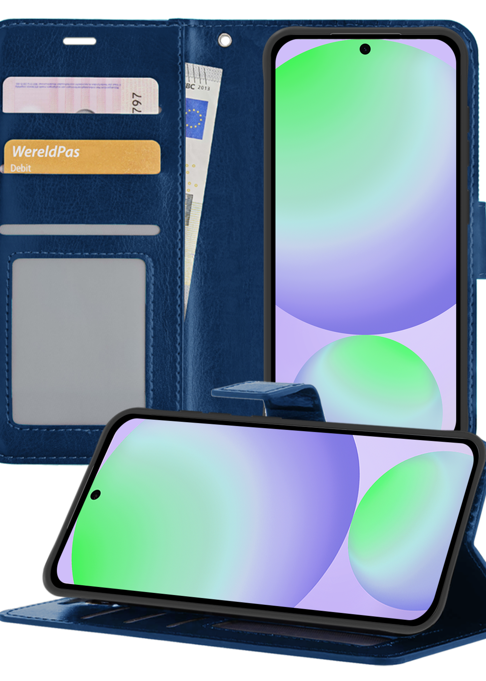 BTH Hoesje Geschikt voor Samsung S24 FE Hoesje Book Case Hoes Portemonnee Cover Walletcase - Hoes Geschikt voor Samsung Galaxy S24 FE Hoes Bookcase Hoesje - Donkerblauw