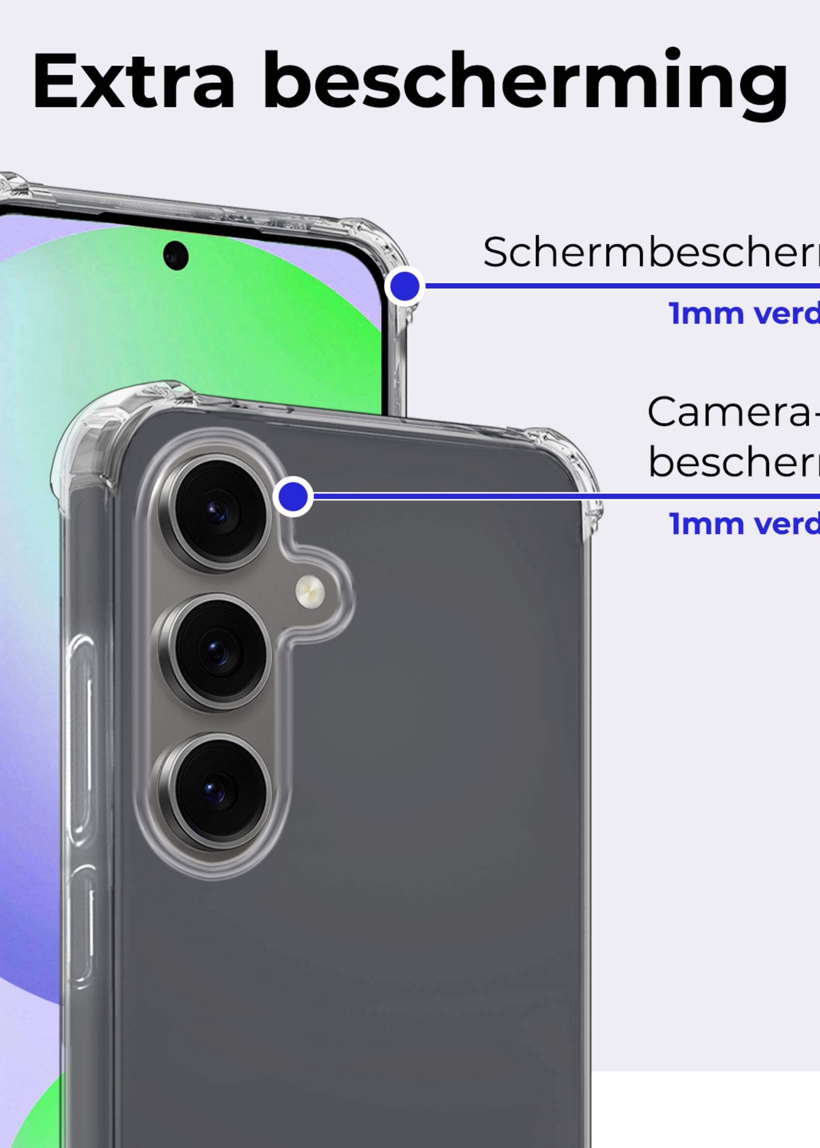 BTH Hoesje Geschikt voor Samsung S24 FE Hoesje Siliconen Shock Proof Case Hoes - Hoes Geschikt voor Samsung Galaxy S24 FE Hoes Cover Case Shockproof - Transparant - 2 PACK