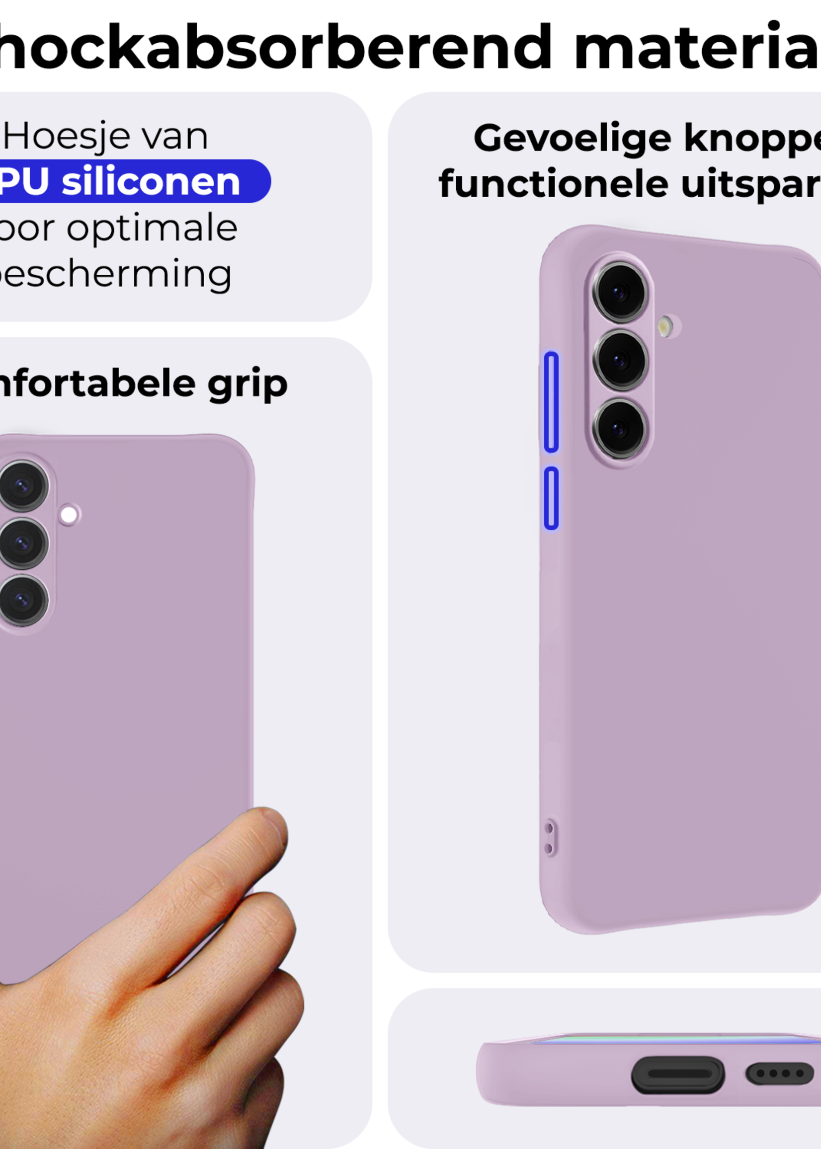 BTH Hoesje Geschikt voor Samsung S24 FE Hoesje Siliconen Case Hoes - Hoes Geschikt voor Samsung Galaxy S24 FE Hoes Cover Case - Lila