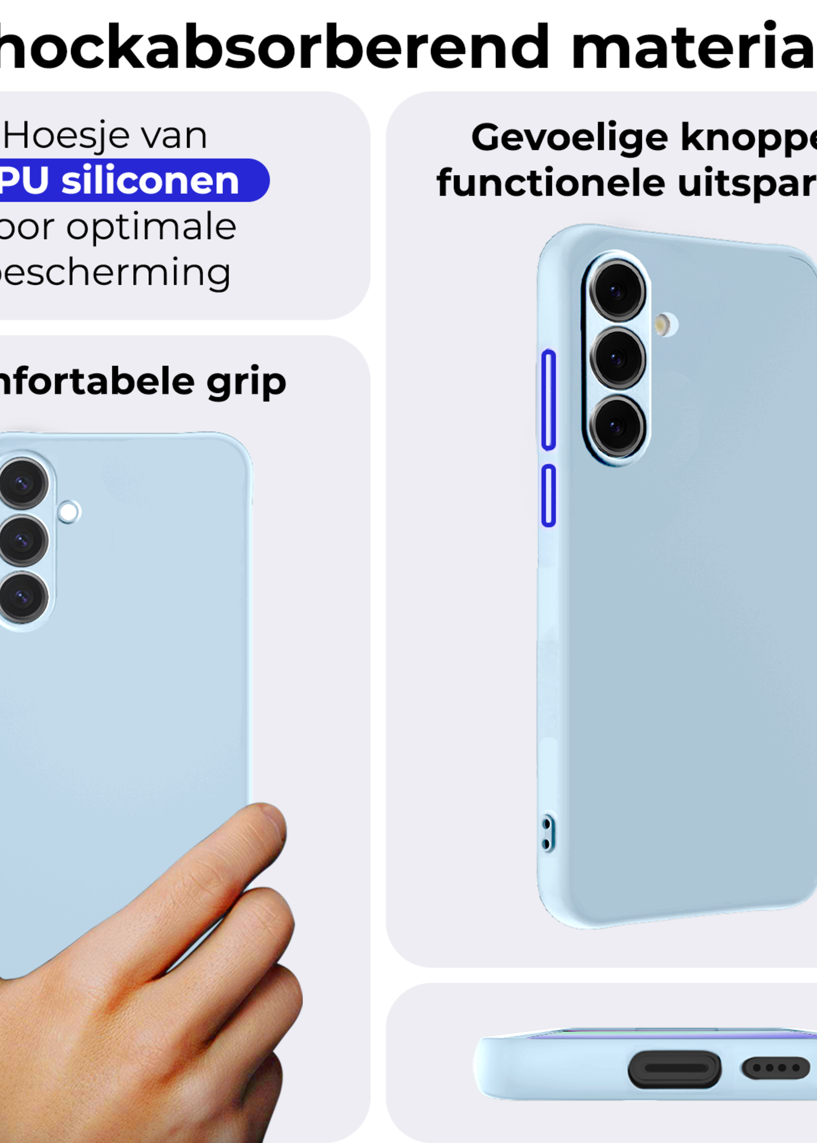BTH Hoesje Geschikt voor Samsung S24 FE Hoesje Siliconen Case Hoes - Hoes Geschikt voor Samsung Galaxy S24 FE Hoes Cover Case - Lichtblauw
