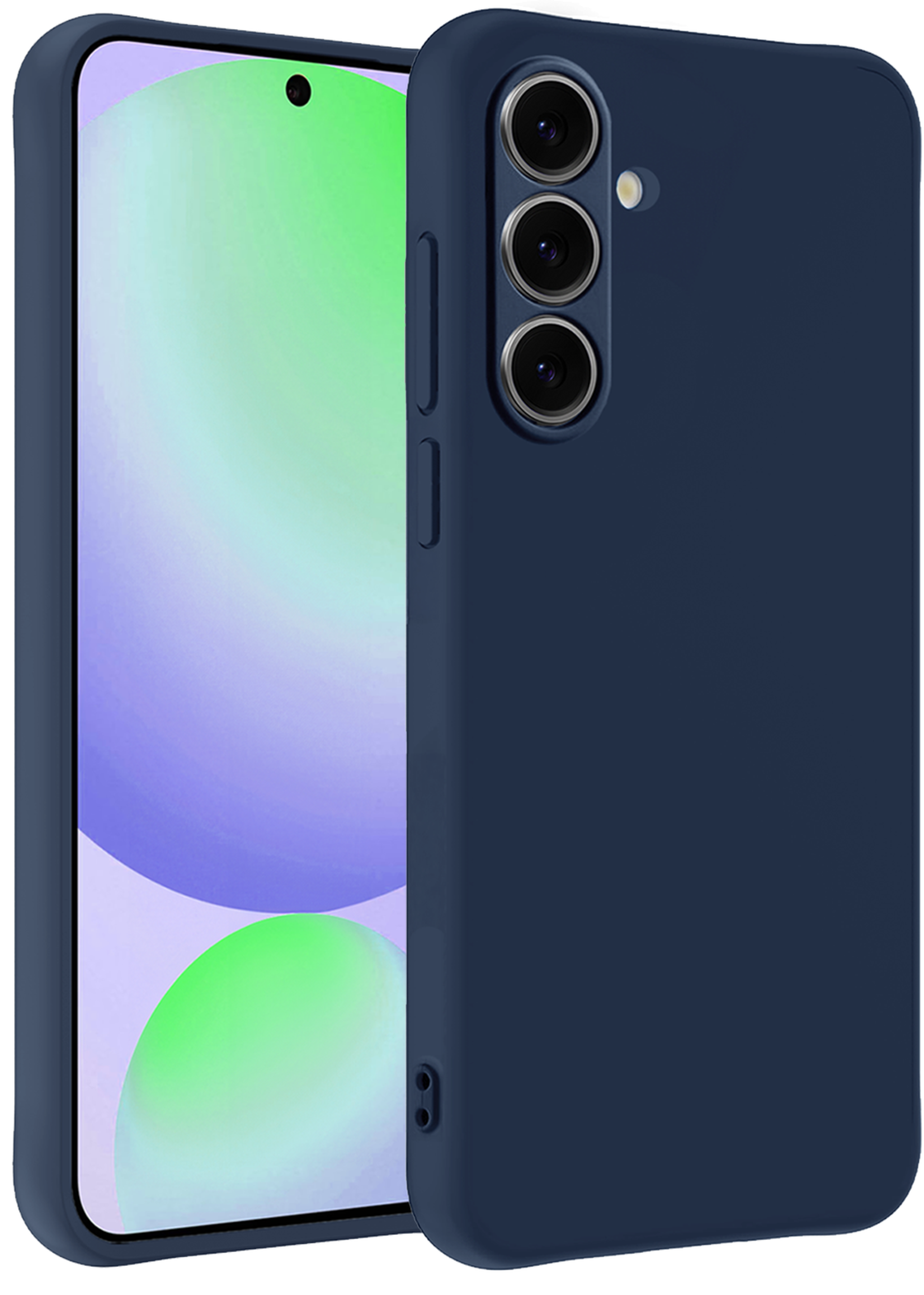 BTH Hoesje Geschikt voor Samsung S24 FE Hoesje Siliconen Case Hoes - Hoes Geschikt voor Samsung Galaxy S24 FE Hoes Cover Case - Donkerblauw
