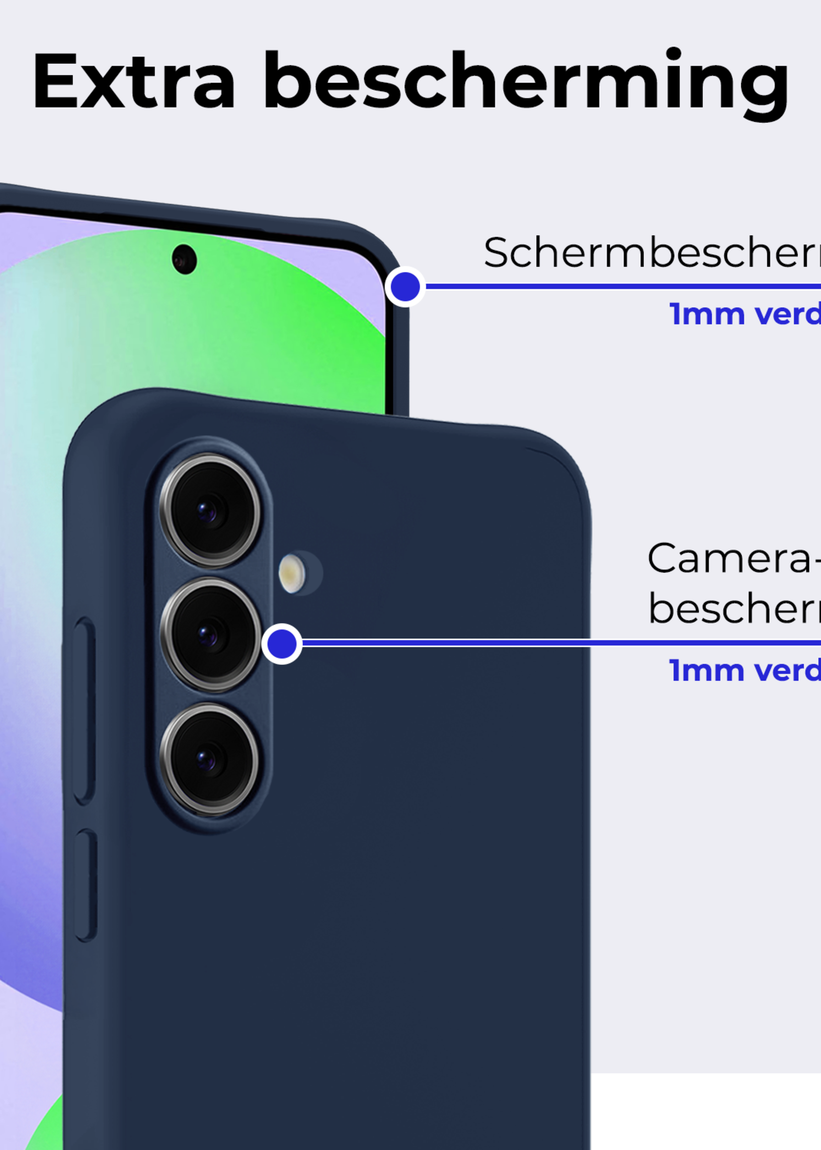 BTH Hoesje Geschikt voor Samsung S24 FE Hoesje Siliconen Case Hoes - Hoes Geschikt voor Samsung Galaxy S24 FE Hoes Cover Case - Donkerblauw
