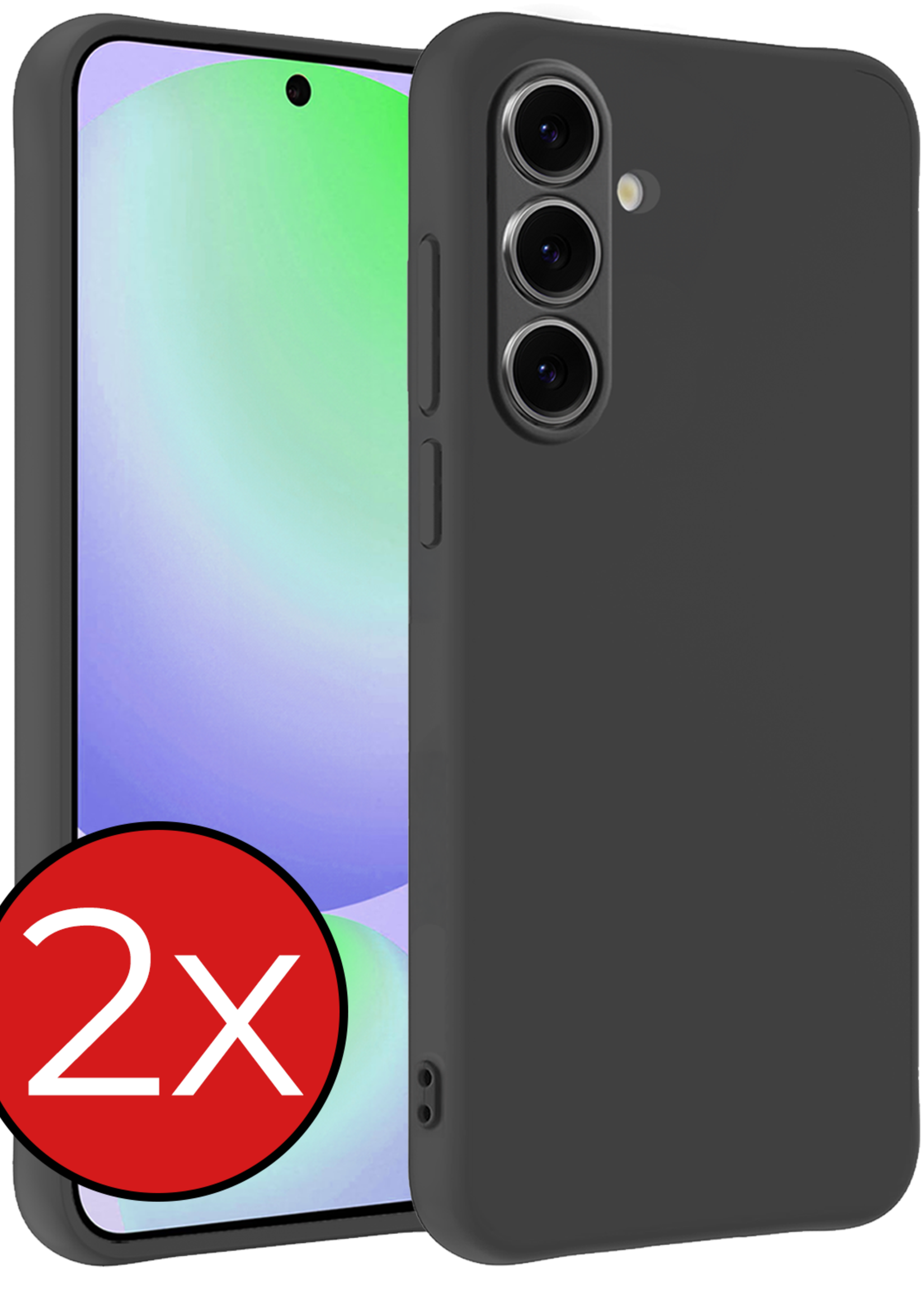 BTH Hoesje Geschikt voor Samsung S24 FE Hoesje Siliconen Case Hoes - Hoes Geschikt voor Samsung Galaxy S24 FE Hoes Cover Case - Zwart - 2 PACK