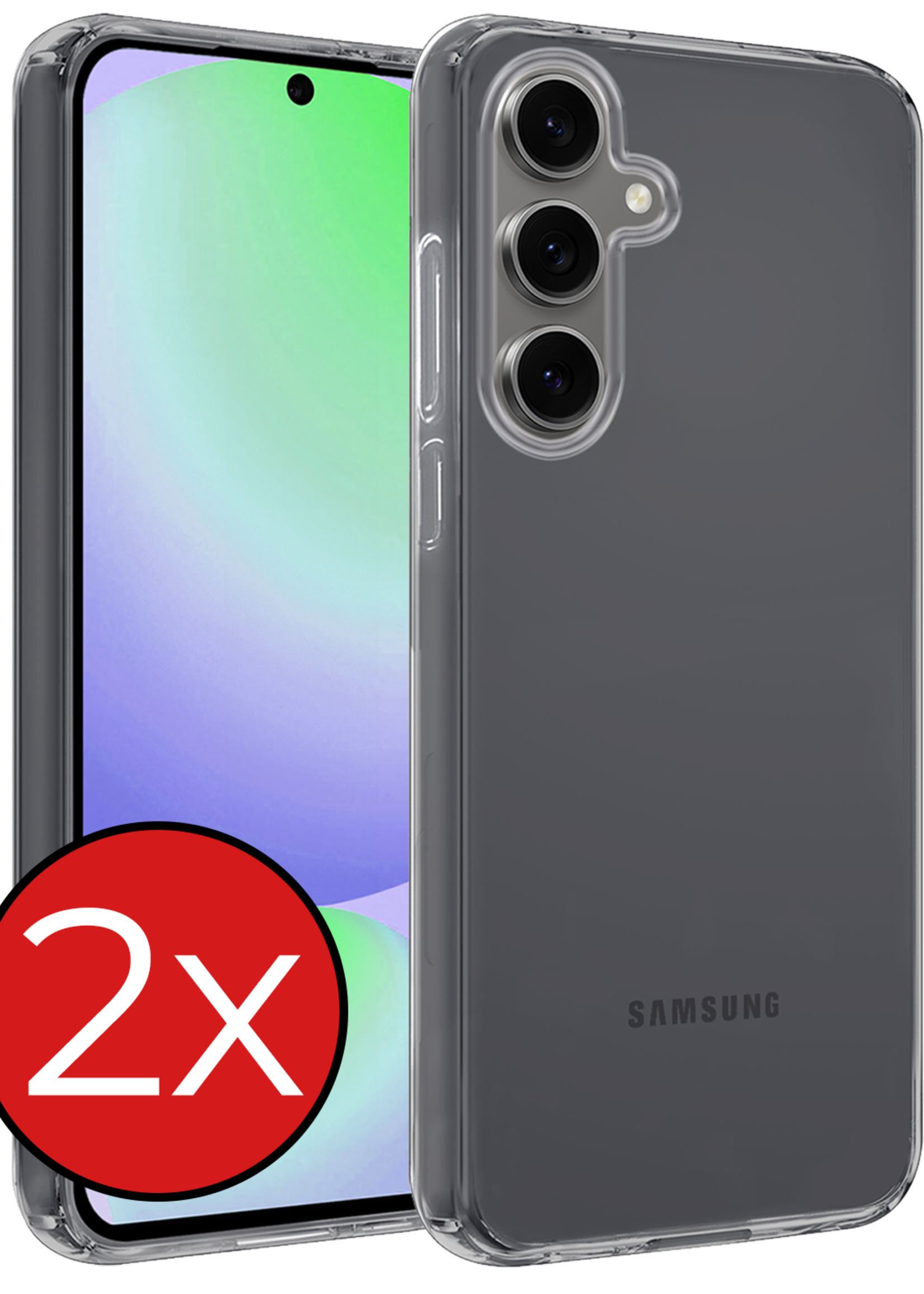 BTH Hoesje Geschikt voor Samsung S24 FE Hoesje Siliconen Case Hoes - Hoes Geschikt voor Samsung Galaxy S24 FE Hoes Cover Case - Transparant - 2 PACK