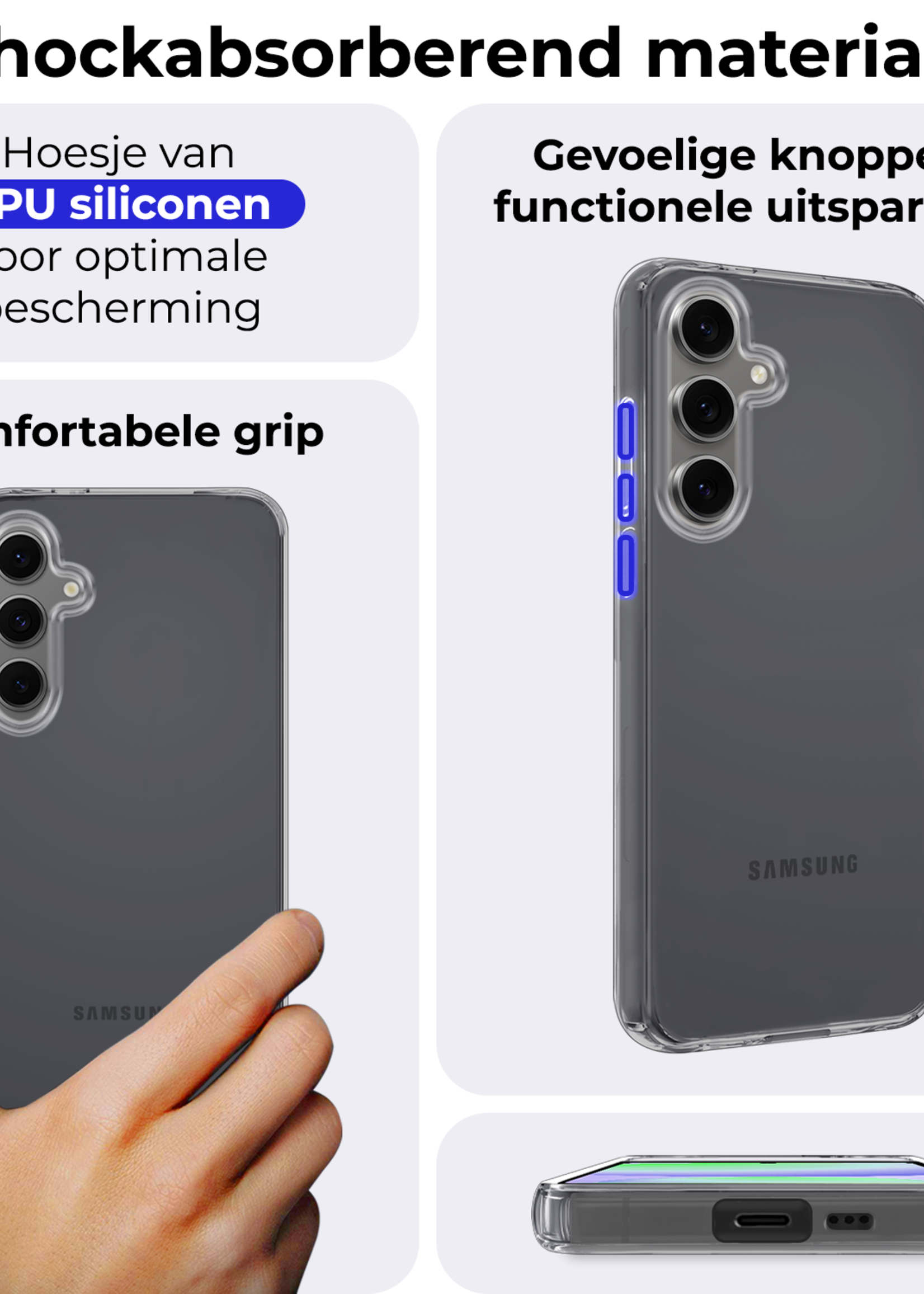 BTH Hoesje Geschikt voor Samsung S24 FE Hoesje Siliconen Case Hoes - Hoes Geschikt voor Samsung Galaxy S24 FE Hoes Cover Case - Transparant - 2 PACK