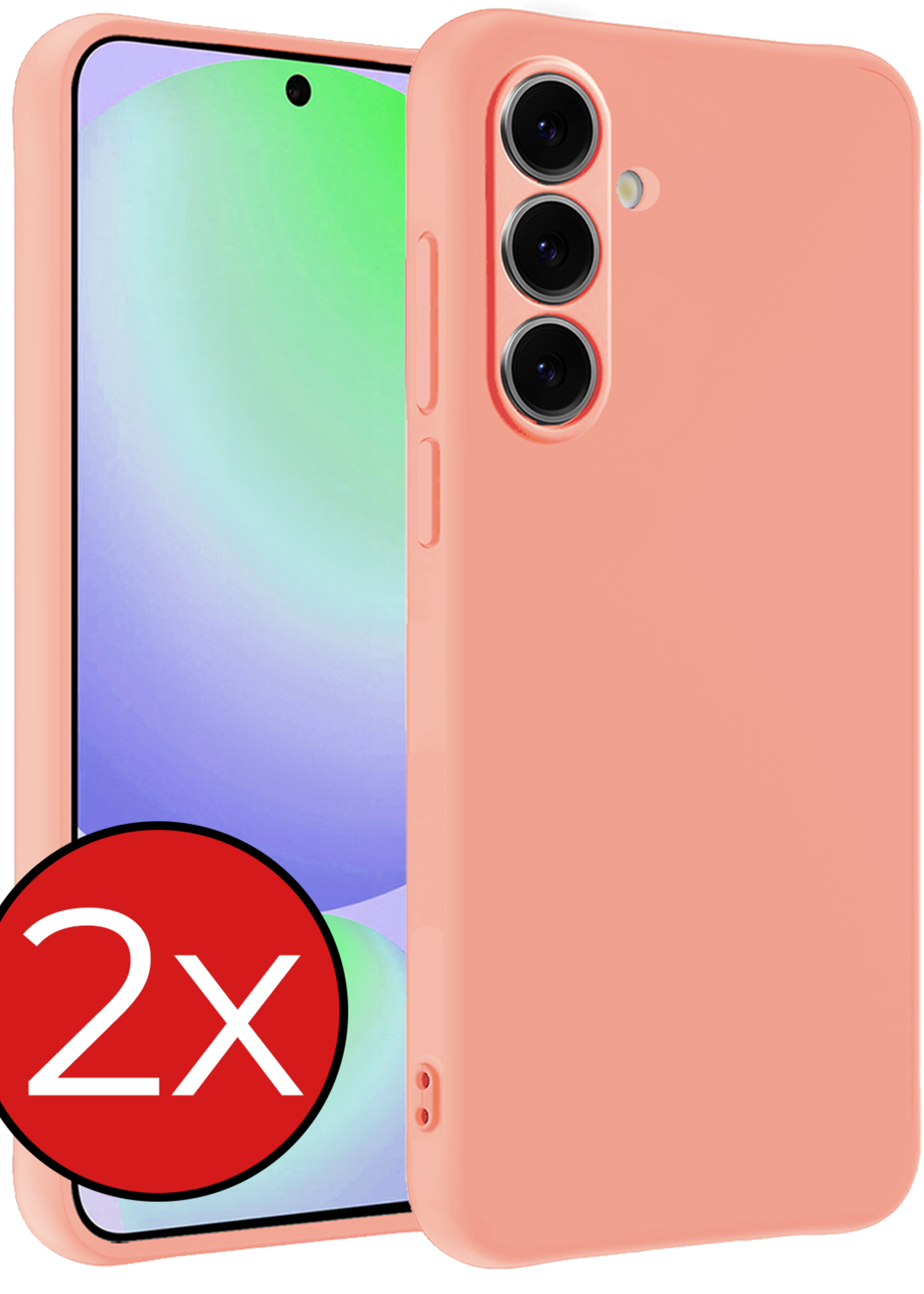 BTH Hoesje Geschikt voor Samsung S24 FE Hoesje Siliconen Case Hoes - Hoes Geschikt voor Samsung Galaxy S24 FE Hoes Cover Case - Perzik - 2 PACK