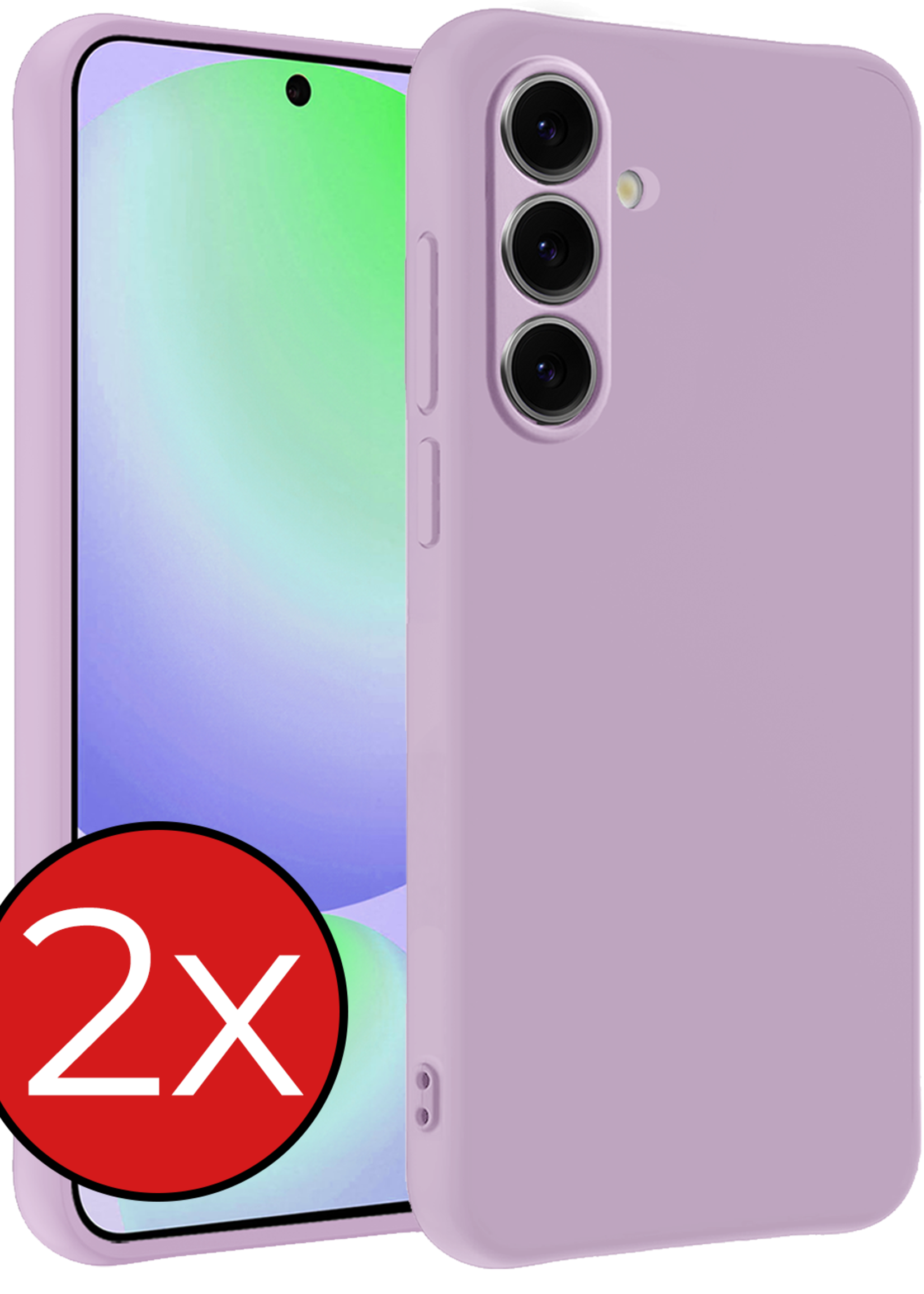 BTH Hoesje Geschikt voor Samsung S24 FE Hoesje Siliconen Case Hoes - Hoes Geschikt voor Samsung Galaxy S24 FE Hoes Cover Case - Lila - 2 PACK