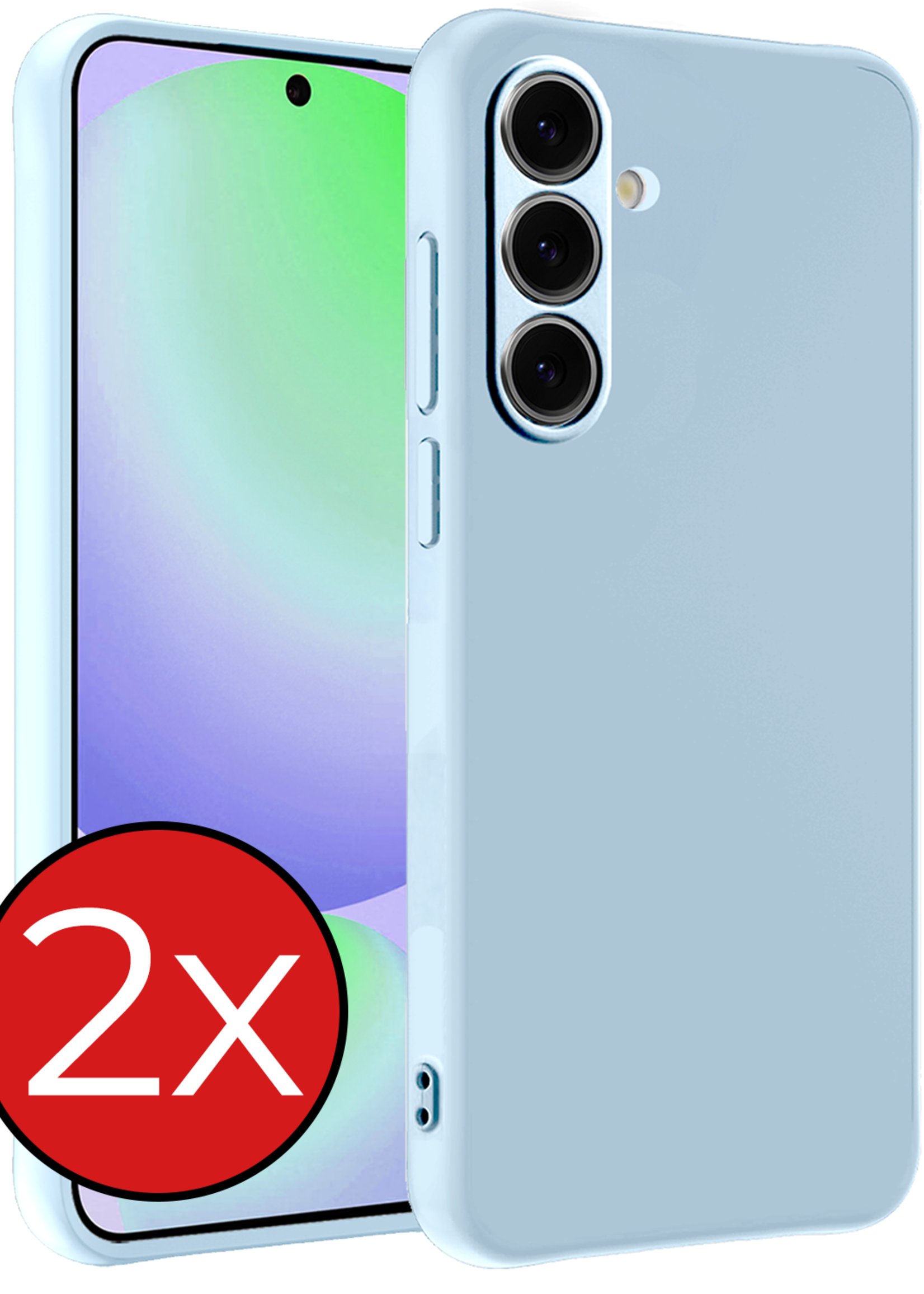 BTH Hoesje Geschikt voor Samsung S24 FE Hoesje Siliconen Case Hoes - Hoes Geschikt voor Samsung Galaxy S24 FE Hoes Cover Case - Lichtblauw - 2 PACK