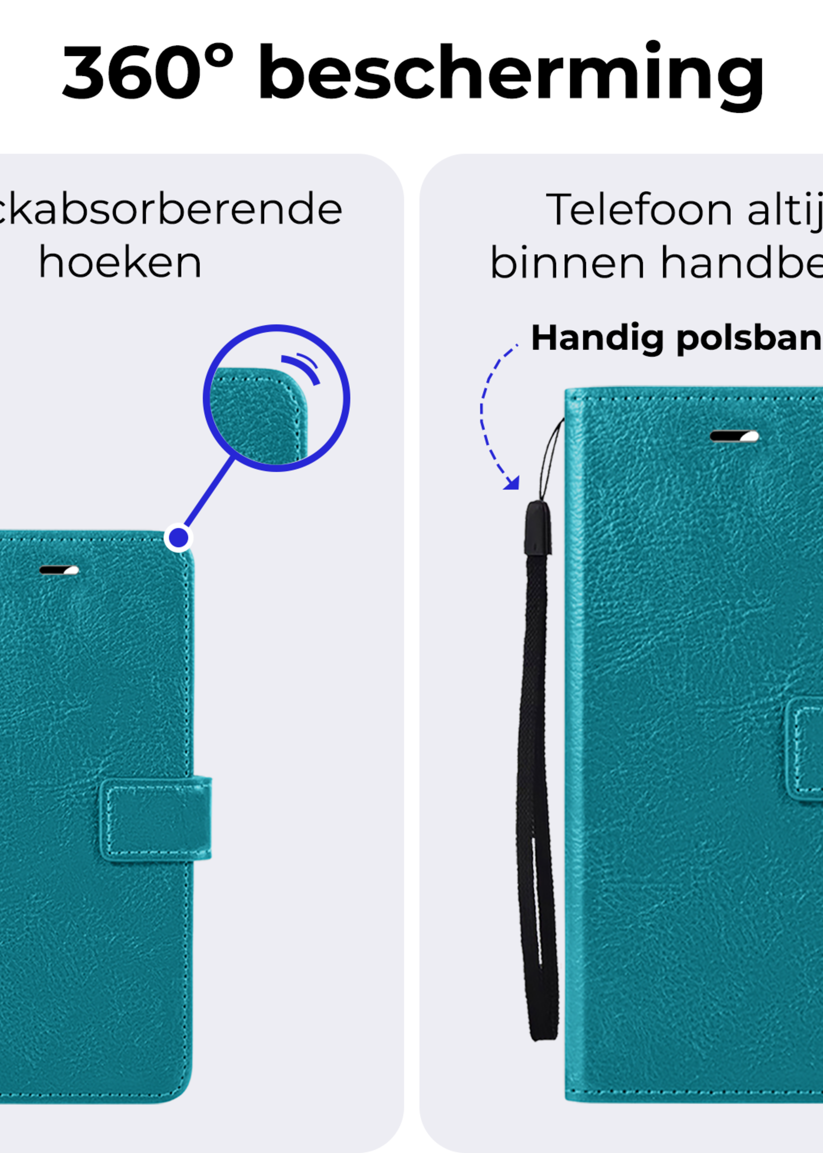 BTH Hoesje Geschikt voor Samsung A16 Hoesje Book Case Hoes Portemonnee Cover Walletcase - Hoes Geschikt voor Samsung Galaxy A16 Hoes Bookcase Hoesje - Turquoise