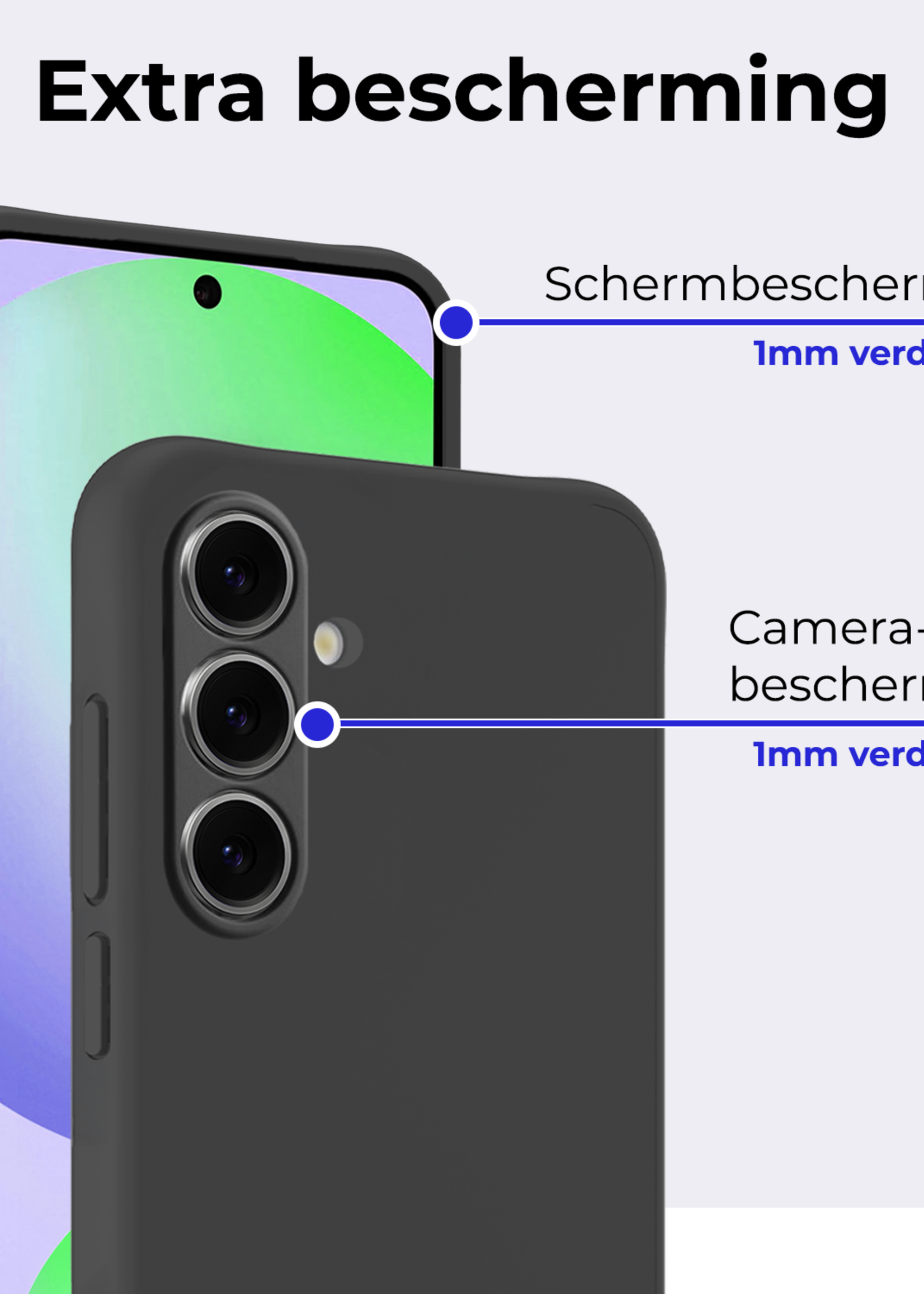 BTH Hoesje Geschikt voor Samsung S24 FE Hoesje Siliconen Case Hoes Met 2x Screenprotector - Hoes Geschikt voor Samsung Galaxy S24 FE Hoes Cover Case - Zwart
