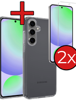 BTH BTH Samsung Galaxy S24 FE Hoesje Siliconen Met 2x Screenprotector - Transparant