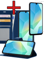 BTH BTH Samsung Galaxy A16 Hoesje Bookcase Met Screenprotector - Donkerblauw