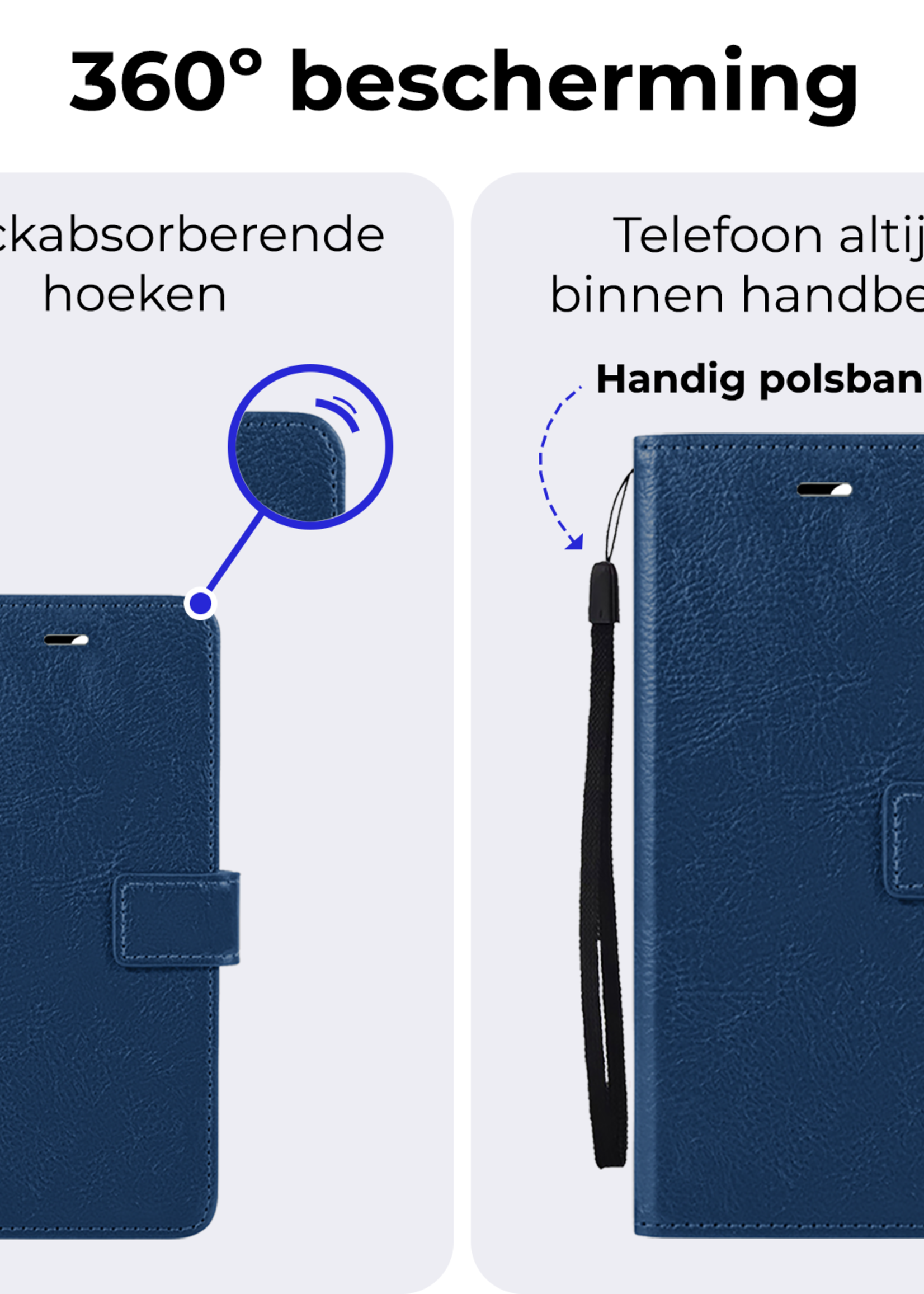 BTH Hoesje Geschikt voor Samsung A16 Hoesje Book Case Hoes Portemonnee Cover Walletcase Met Screenprotector - Hoes Geschikt voor Samsung Galaxy A16 Hoes Bookcase Hoesje - Donkerblauw