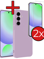 BTH BTH Samsung Galaxy S24 FE Hoesje Siliconen Met 2x Screenprotector - Lila