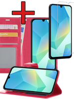 BTH BTH Samsung Galaxy A16 Hoesje Bookcase Met Screenprotector - Donkerroze