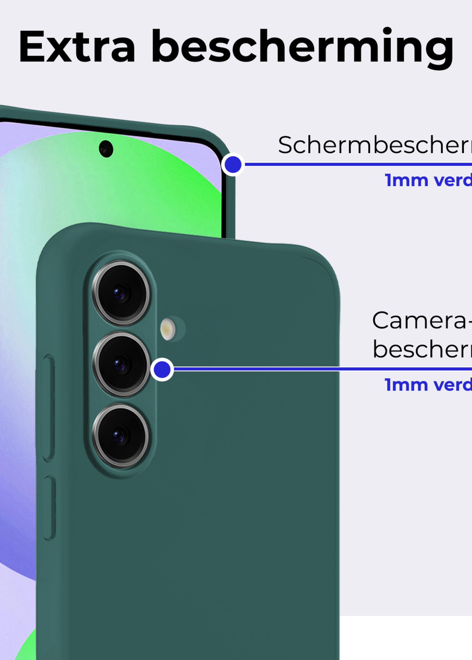 BTH Hoesje Geschikt voor Samsung S24 FE Hoesje Siliconen Case Hoes Met 2x Screenprotector - Hoes Geschikt voor Samsung Galaxy S24 FE Hoes Cover Case - Donkergroen