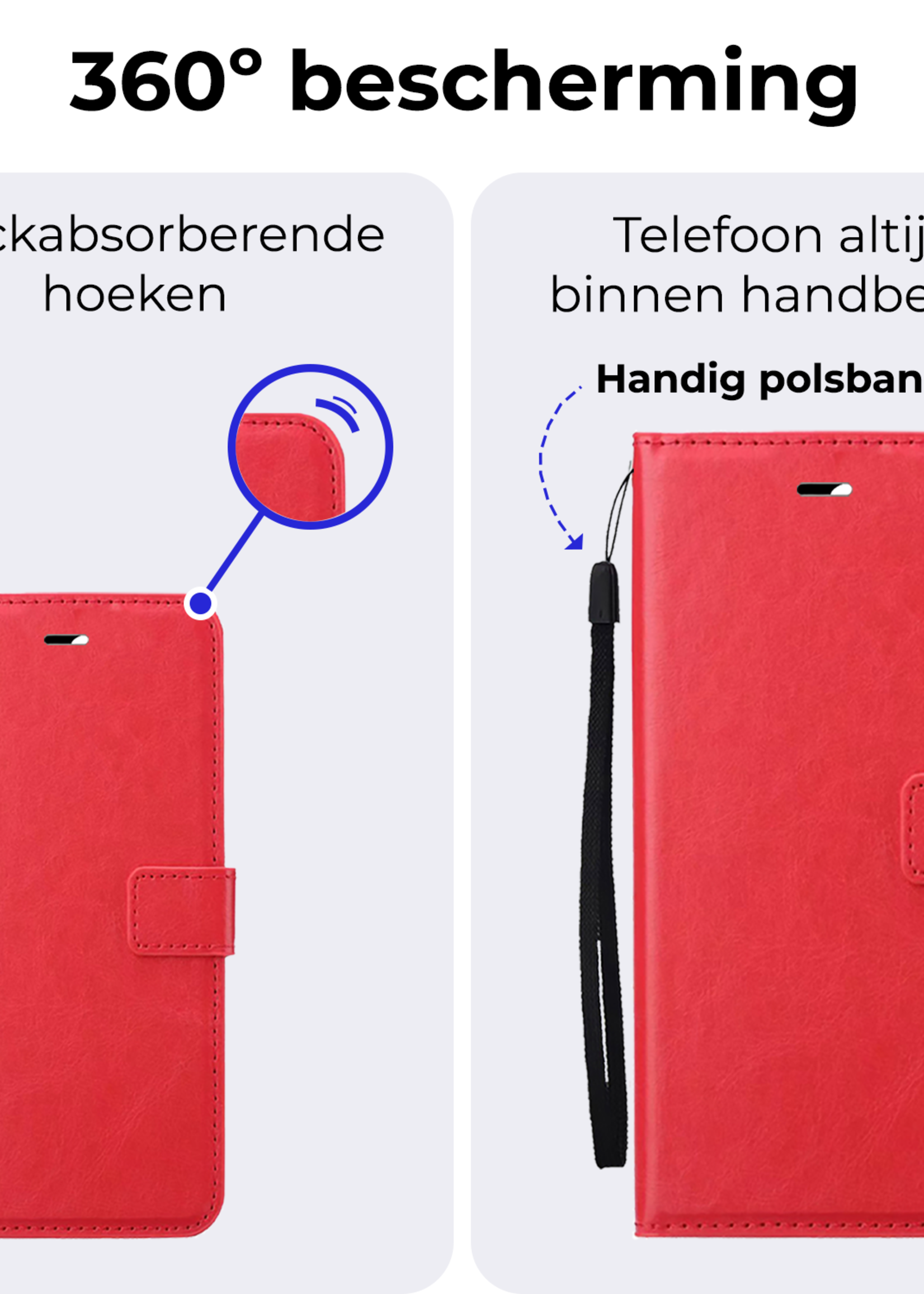 BTH Hoesje Geschikt voor Samsung A16 Hoesje Book Case Hoes Portemonnee Cover Walletcase Met Screenprotector - Hoes Geschikt voor Samsung Galaxy A16 Hoes Bookcase Hoesje - Rood