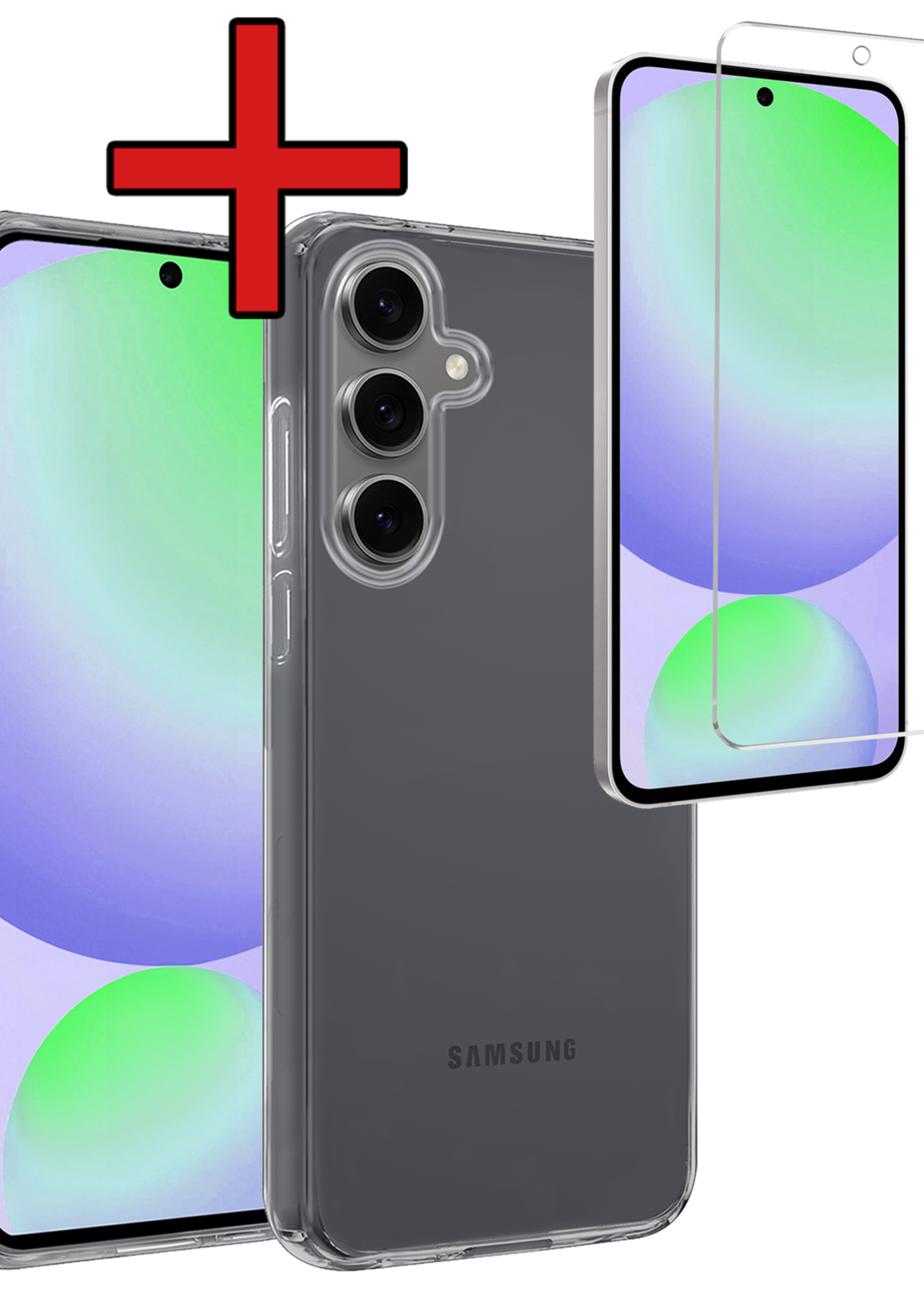 BTH Hoesje Geschikt voor Samsung S24 FE Hoesje Siliconen Case Hoes Met Screenprotector - Hoes Geschikt voor Samsung Galaxy S24 FE Hoes Cover Case - Transparant