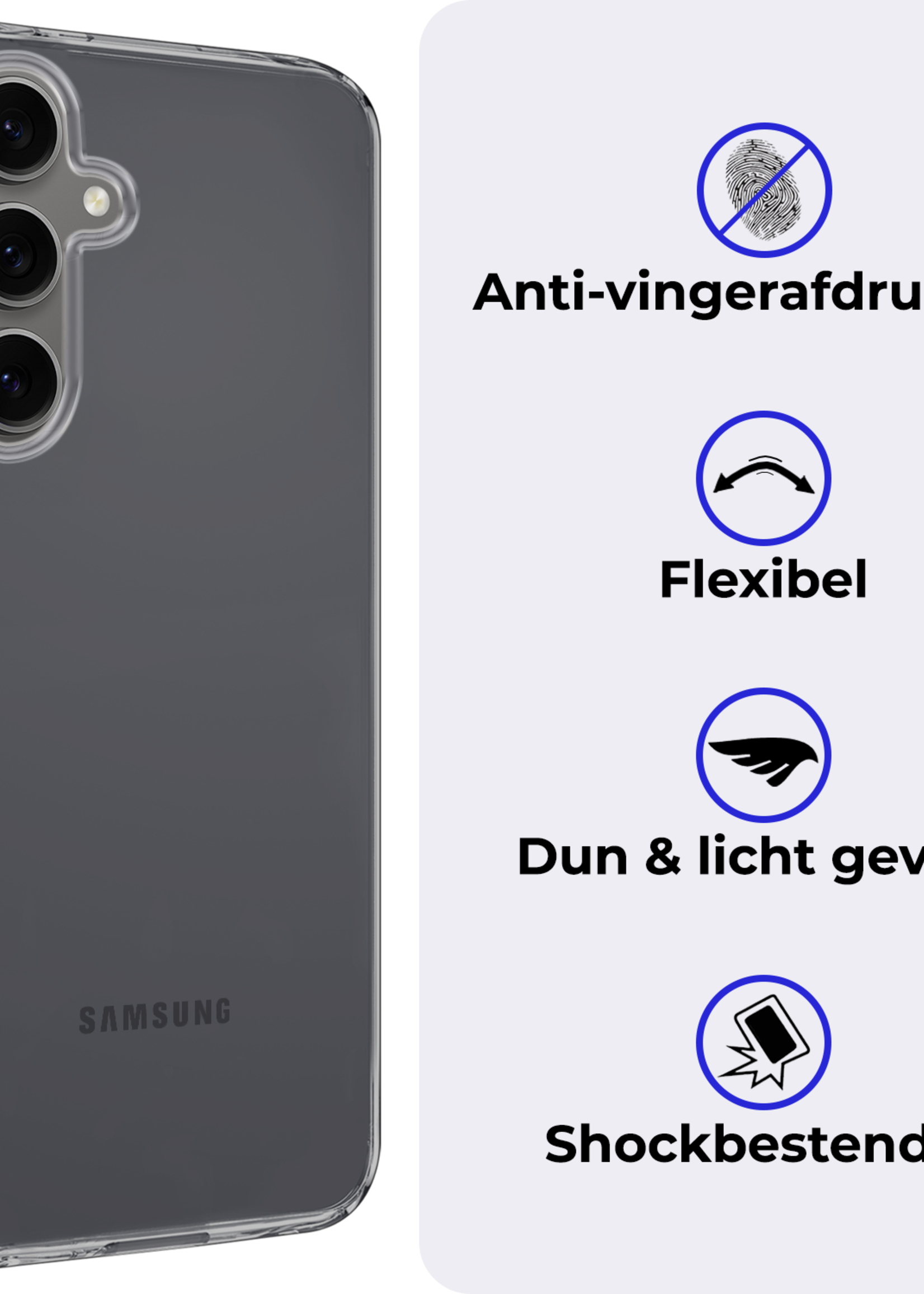 BTH Hoesje Geschikt voor Samsung S24 FE Hoesje Siliconen Case Hoes Met Screenprotector - Hoes Geschikt voor Samsung Galaxy S24 FE Hoes Cover Case - Transparant