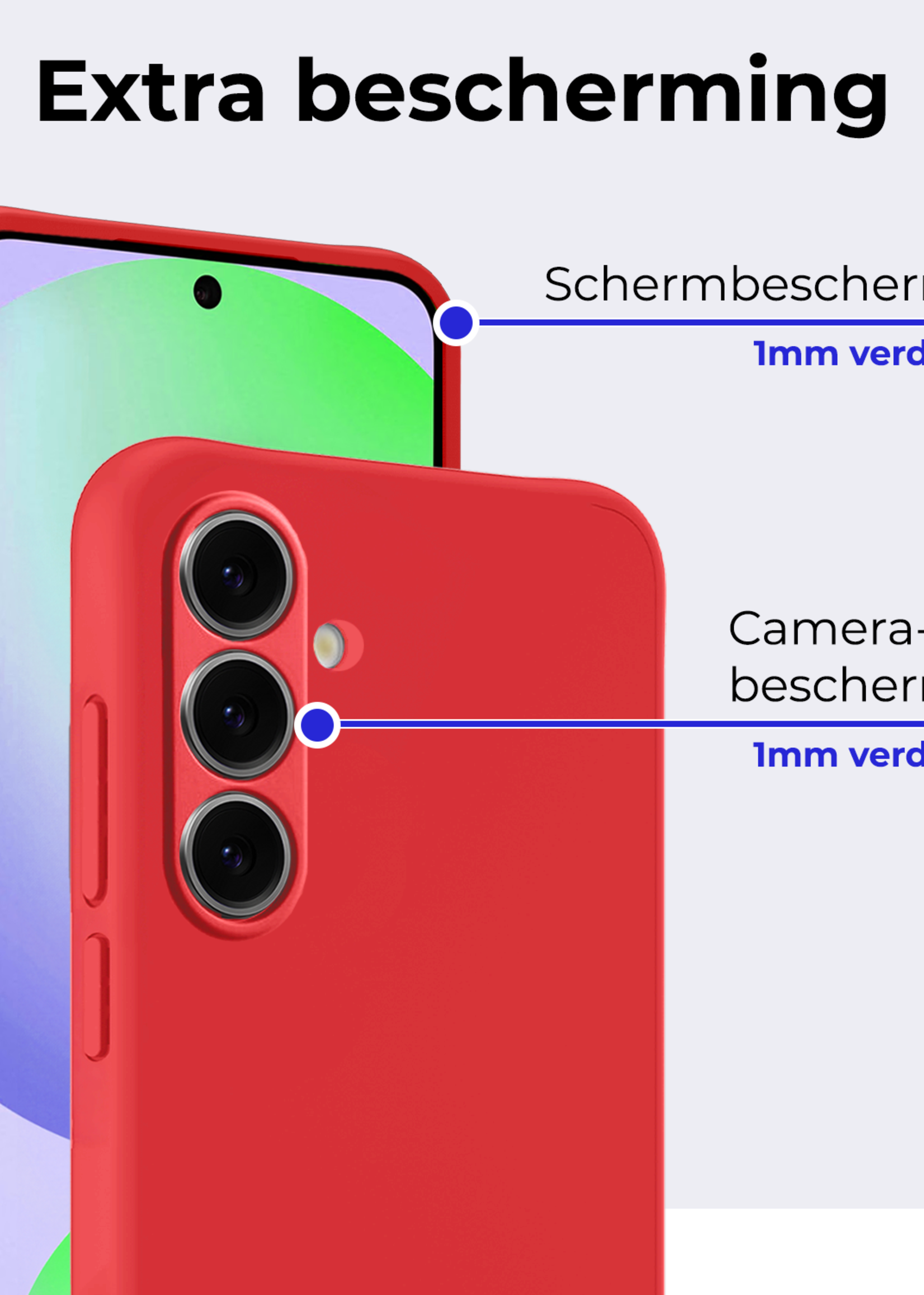 BTH Hoesje Geschikt voor Samsung S24 FE Hoesje Siliconen Case Hoes Met Screenprotector - Hoes Geschikt voor Samsung Galaxy S24 FE Hoes Cover Case - Rood