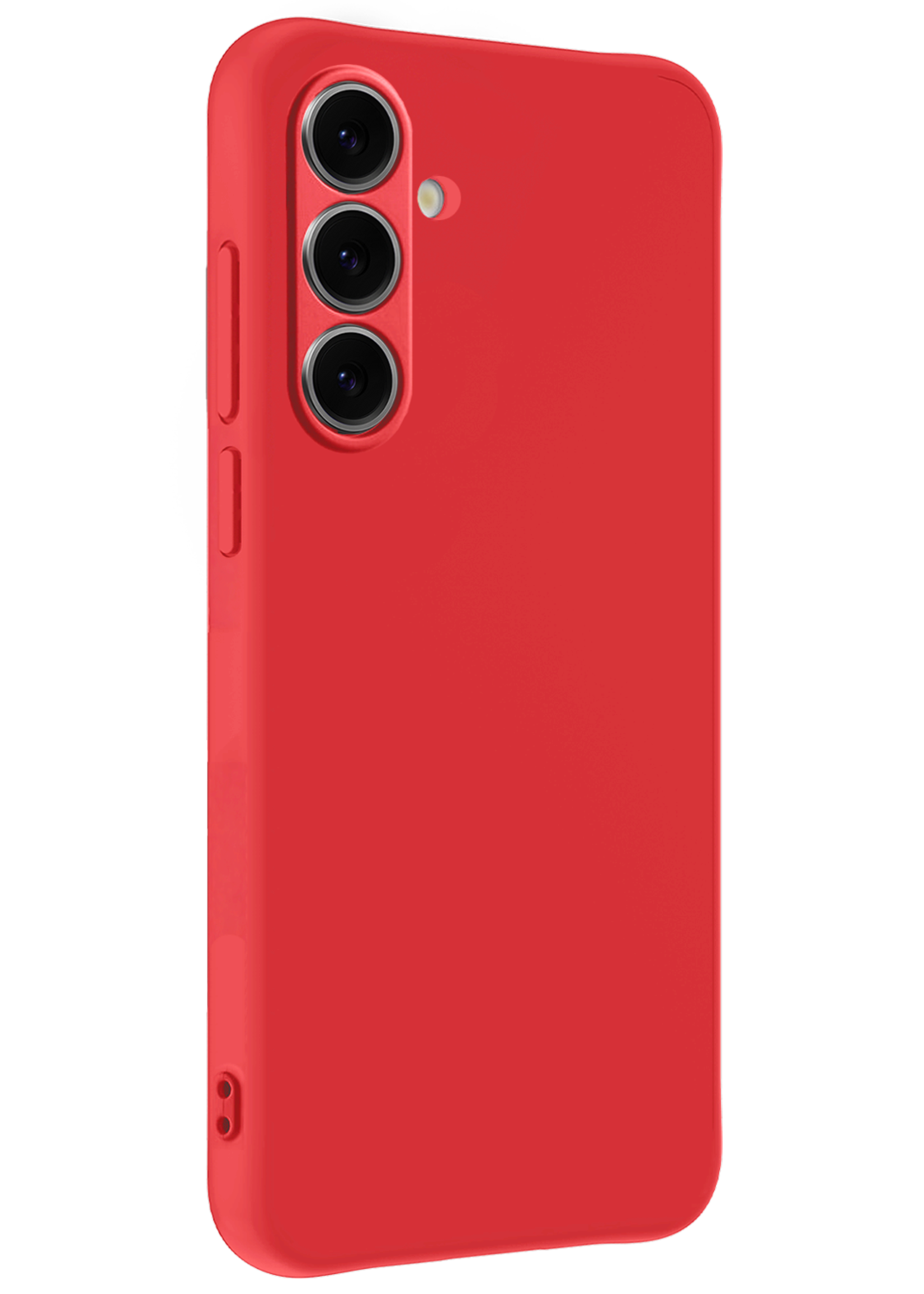 BTH Hoesje Geschikt voor Samsung S24 FE Hoesje Siliconen Case Hoes Met Screenprotector - Hoes Geschikt voor Samsung Galaxy S24 FE Hoes Cover Case - Rood