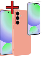 BTH BTH Samsung Galaxy S24 FE Hoesje Siliconen Met Screenprotector - Perzik