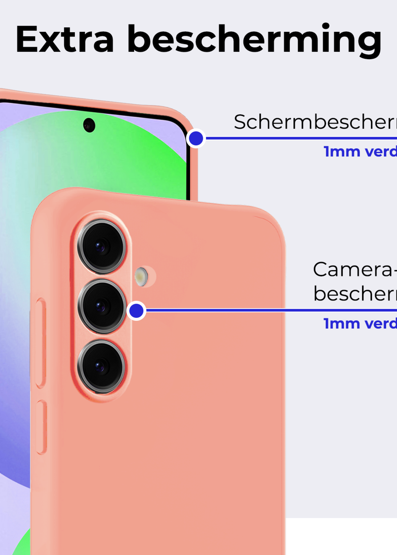 BTH Hoesje Geschikt voor Samsung S24 FE Hoesje Siliconen Case Hoes Met Screenprotector - Hoes Geschikt voor Samsung Galaxy S24 FE Hoes Cover Case - Perzik