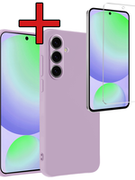 BTH BTH Samsung Galaxy S24 FE Hoesje Siliconen Met Screenprotector - Lila