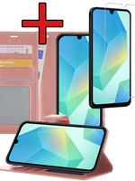 BTH BTH Samsung Galaxy A16 Hoesje Bookcase Met Screenprotector - Rose Goud