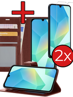 BTH BTH Samsung Galaxy A16 Hoesje Bookcase Met 2x Screenprotector - Bruin