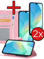 BTH BTH Samsung Galaxy A16 Hoesje Bookcase Met 2x Screenprotector - Lichtroze