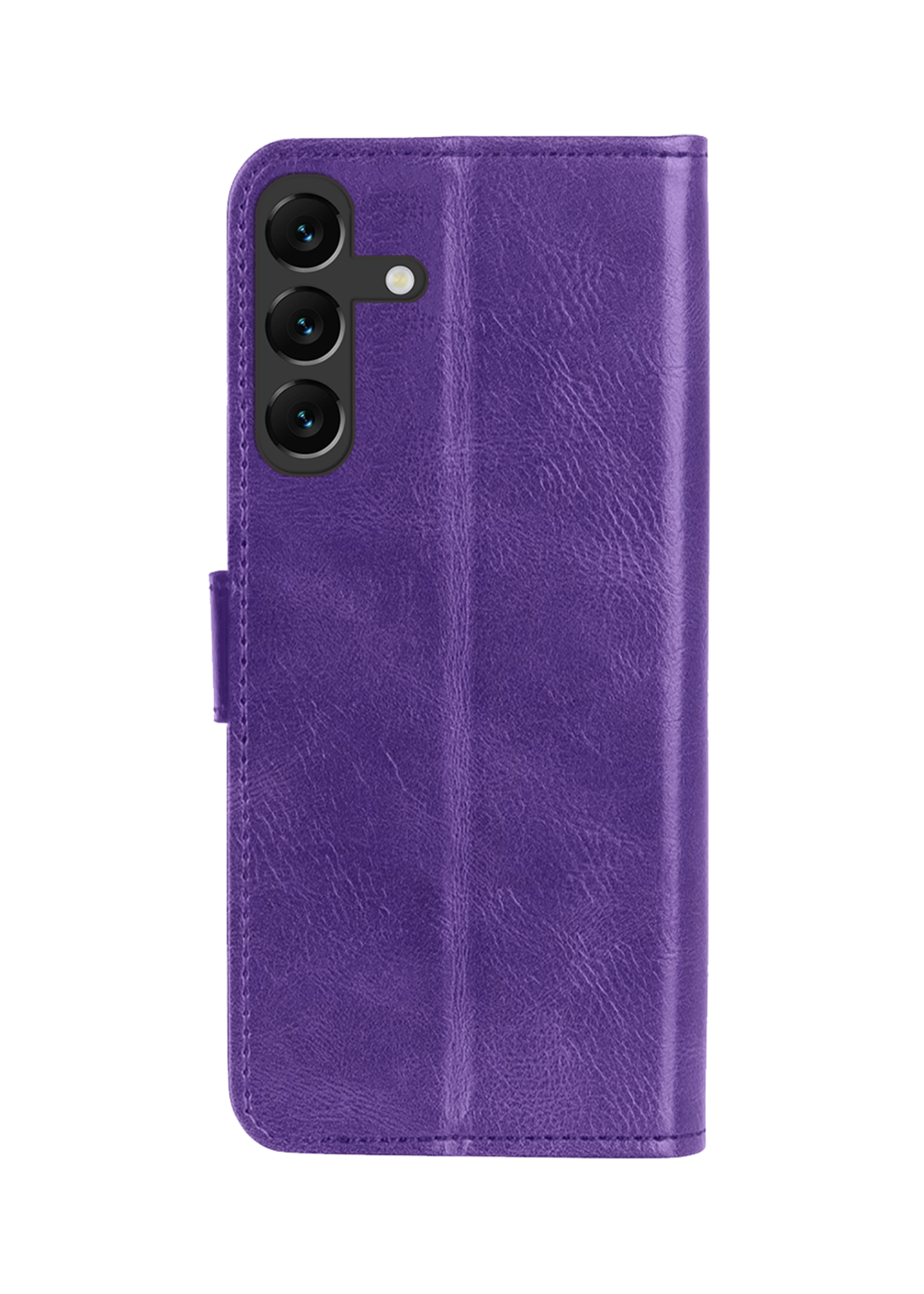 BTH Hoesje Geschikt voor Samsung A16 Hoesje Book Case Hoes Portemonnee Cover Walletcase Met 2x Screenprotector - Hoes Geschikt voor Samsung Galaxy A16 Hoes Bookcase Hoesje - Paars