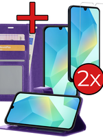 BTH BTH Samsung Galaxy A16 Hoesje Bookcase Met 2x Screenprotector - Paars