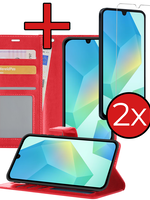 BTH BTH Samsung Galaxy A16 Hoesje Bookcase Met 2x Screenprotector - Rood