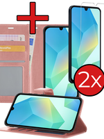 BTH BTH Samsung Galaxy A16 Hoesje Bookcase Met 2x Screenprotector - Rose Goud