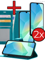 BTH BTH Samsung Galaxy A16 Hoesje Bookcase Met 2x Screenprotector - Turquoise