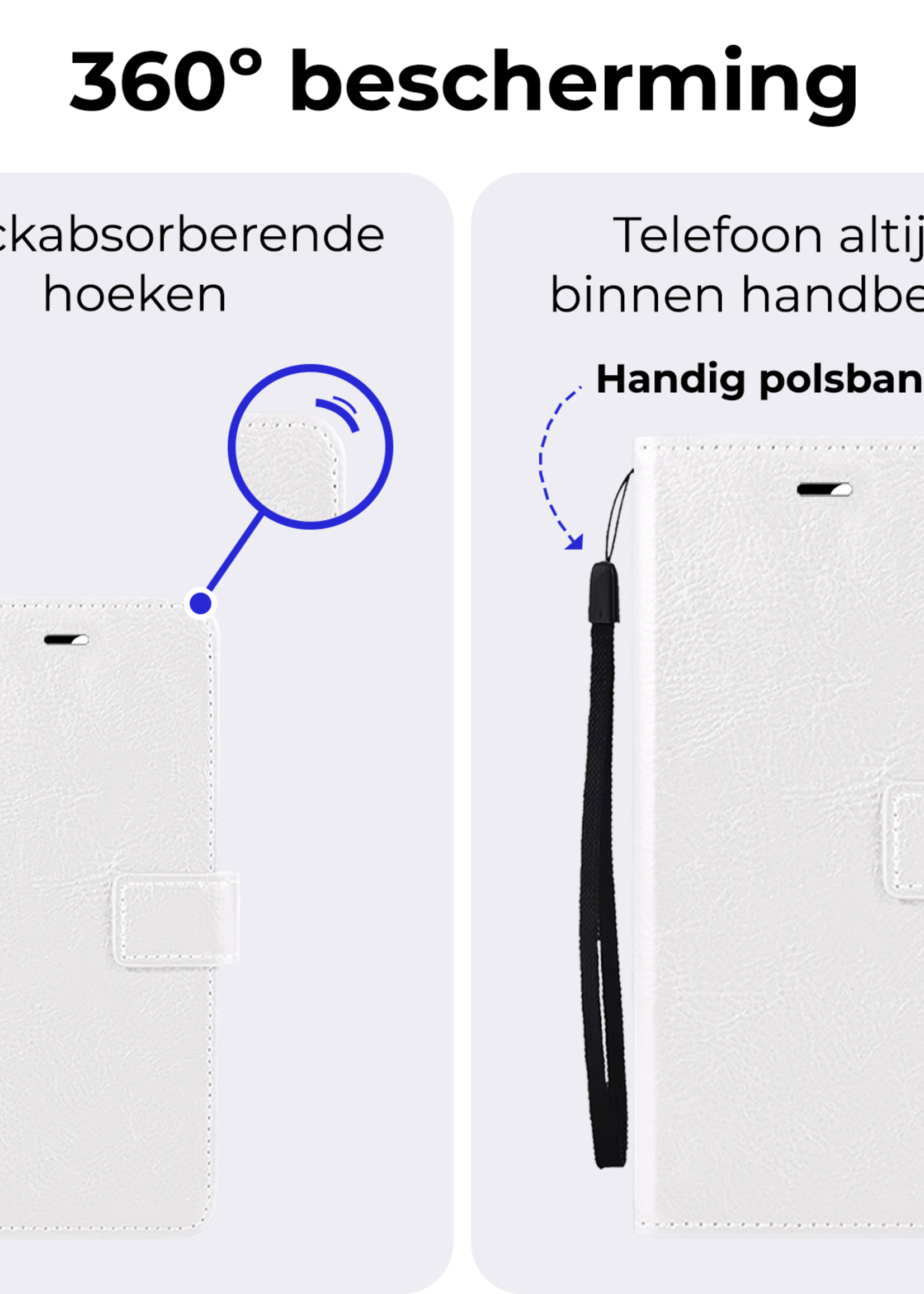 BTH Hoesje Geschikt voor Samsung A16 Hoesje Book Case Hoes Portemonnee Cover Walletcase Met 2x Screenprotector - Hoes Geschikt voor Samsung Galaxy A16 Hoes Bookcase Hoesje - Wit